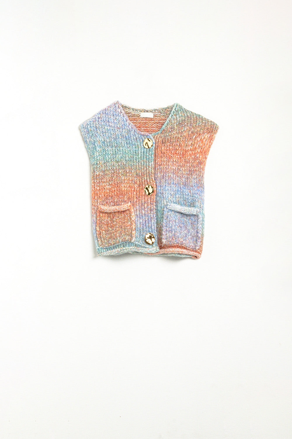 Orange Faded Knit Cardigan with Gold Buttons - Stylish Layering for Fall & Winter Outfits