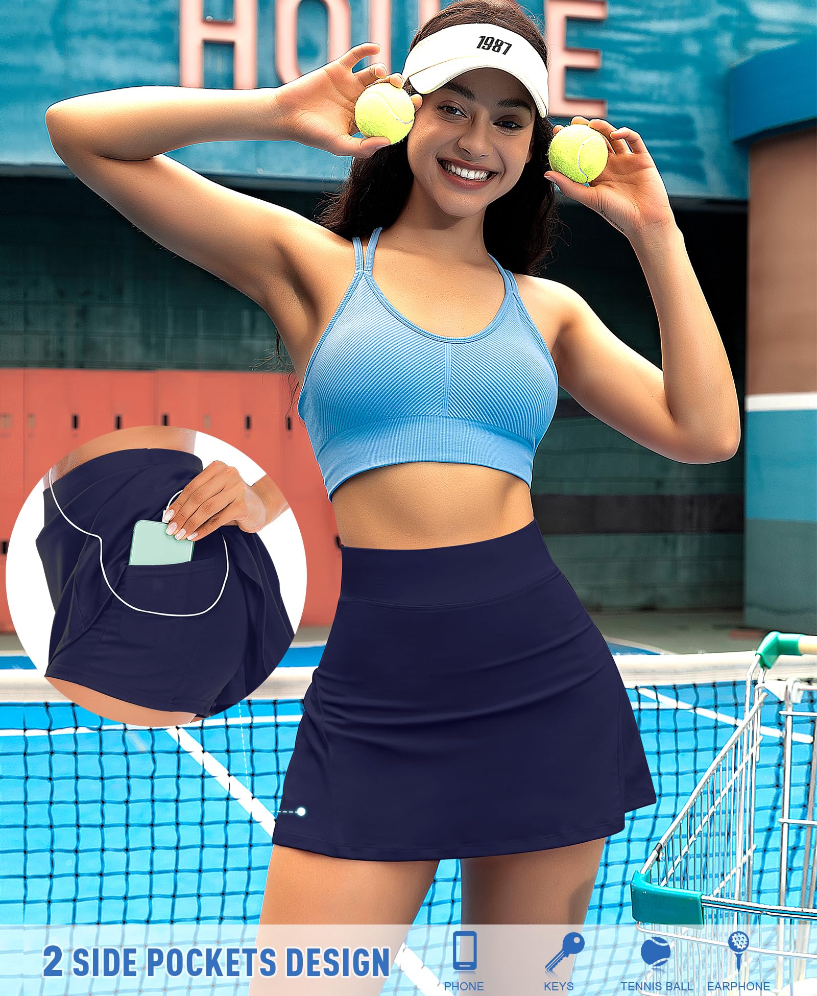 Women's High Waisted Pleated Tennis Skirt with Pockets - Athletic Golf Skort Shorts for Running, Workout & Sports | Perfect for Tennis, Golf, Gym & Casual Wear