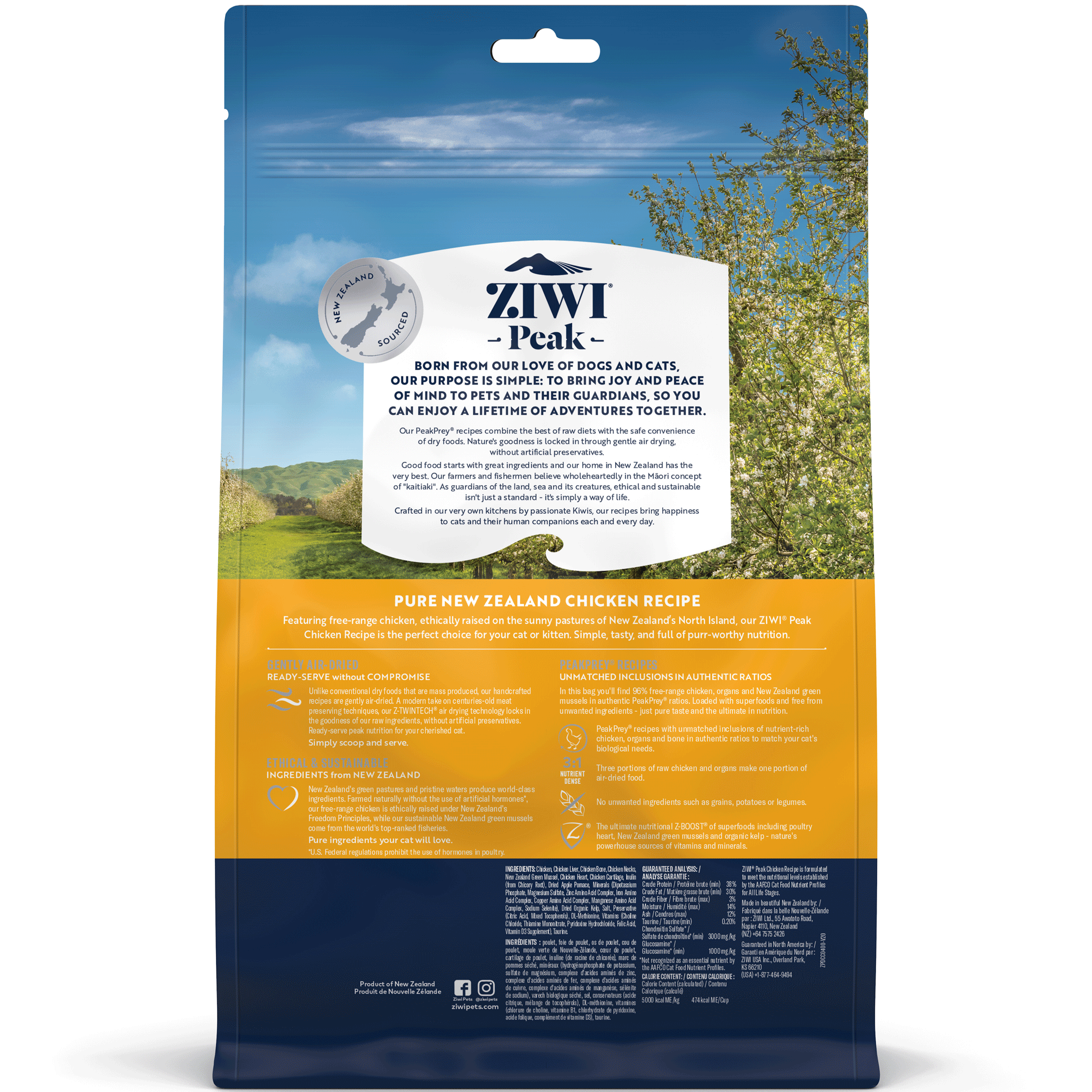 Ziwi Peak Air Dried Cat Food - Grain Free, High Protein Chicken Recipe for Adult Cats - Perfect for Indoor Cats & Sensitive Stomachs