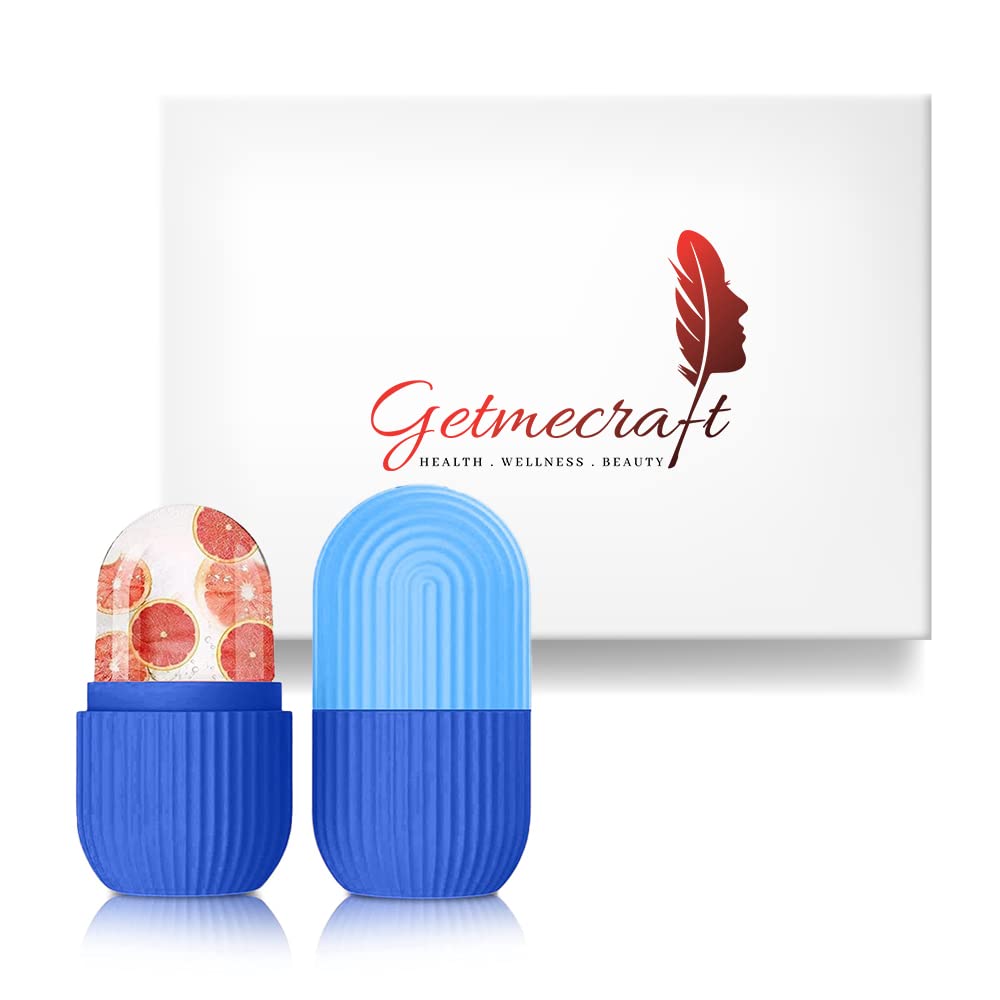 Getmecraft Sky-Blue Ice Roller for Face - Reusable Silicone Facial Ice Cubes for Skin Care, Pain Relief & Puffiness Reduction - Perfect for Morning Routine, Sunburn Soothe & Post-Workout Recovery