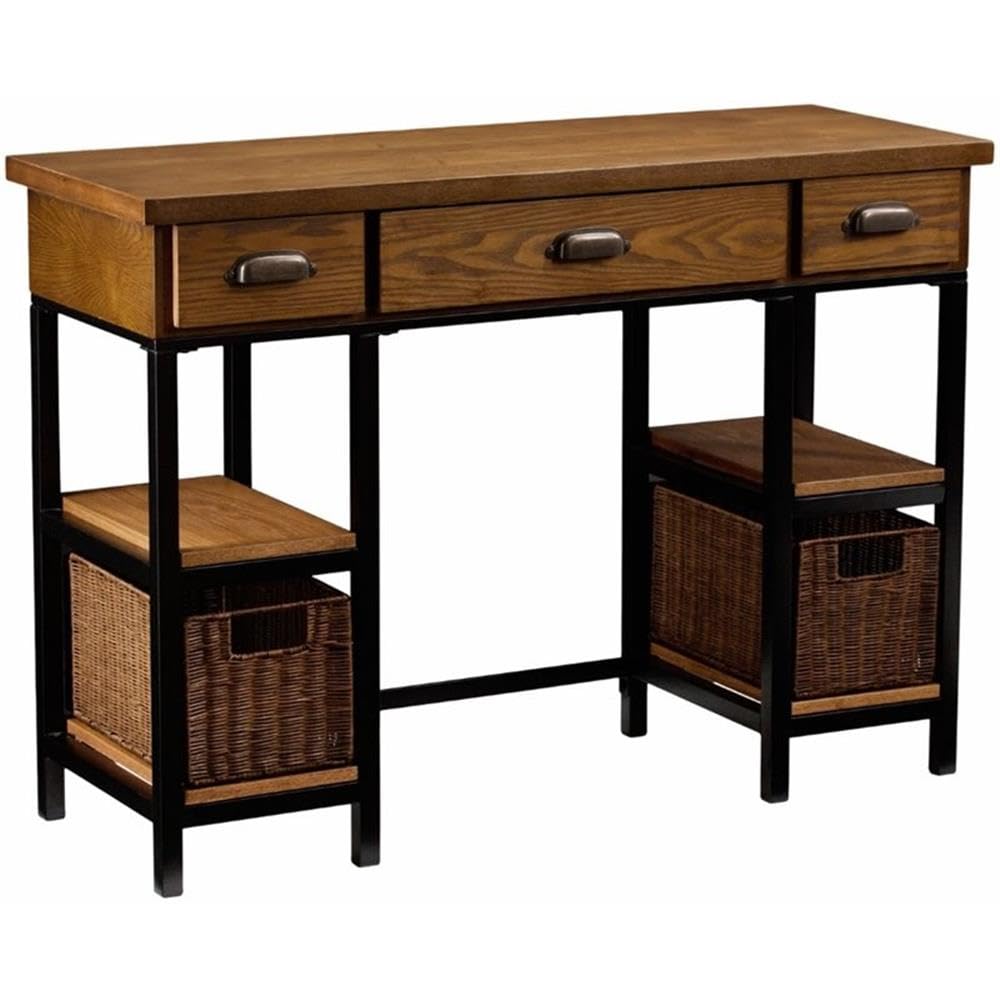 Southern Enterprises SEI Furniture Mirada Writing Desk - Weathered Gray & Matte Black Finish, Compact Home Office Desk for Small Spaces, Study & Work from Home