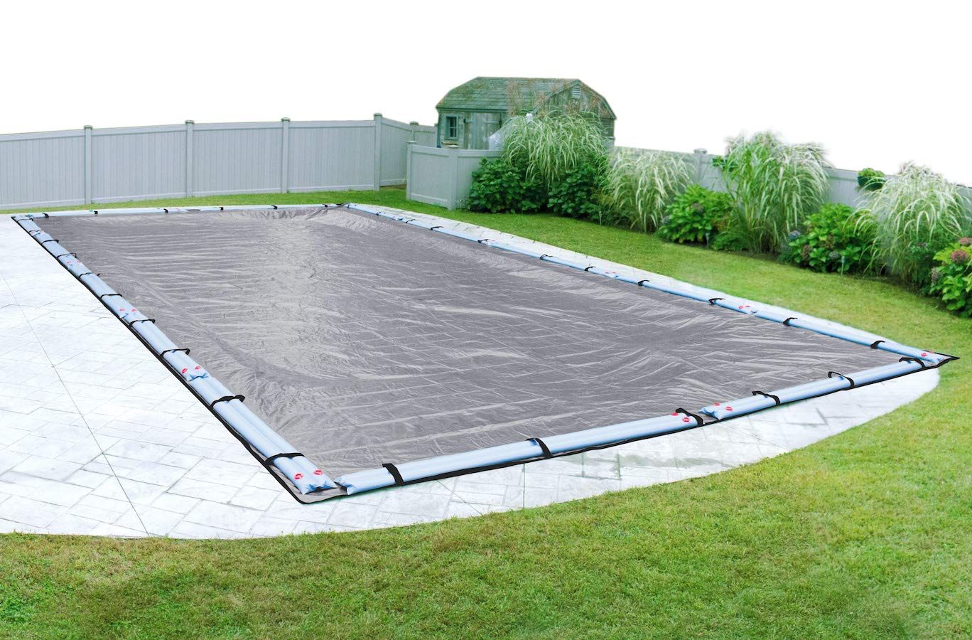 Robelle 521632R-ROB Premium Mesh Winter In-Ground Pool Cover 16x32 ft - Heavy Duty XL Silver Pool Cover for Snow & Debris Protection | Ideal for Inground Swimming Pools During Winter Season