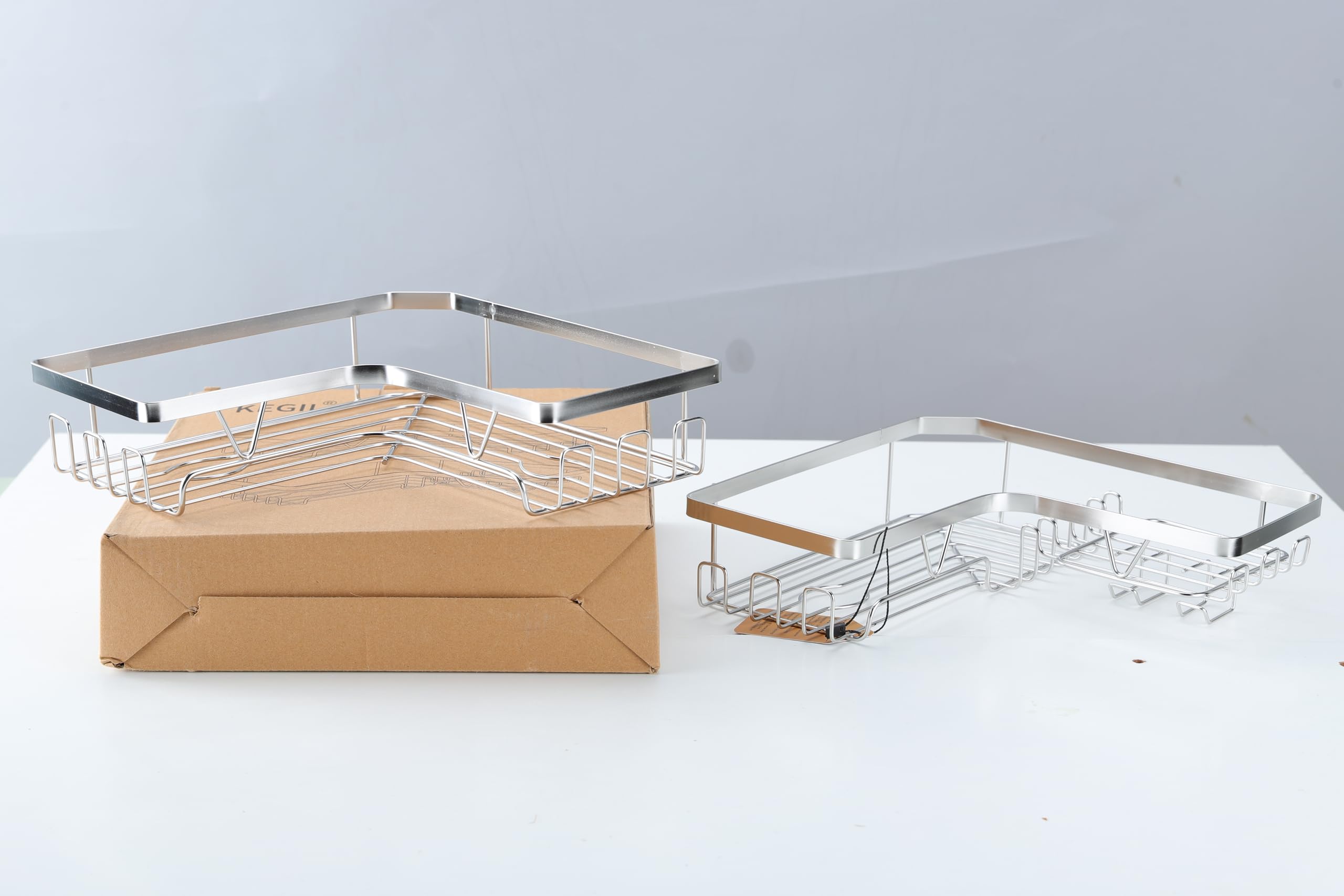 Kegii Corner Shower Caddy - No Drill Bathroom Organizer | Rustproof Stainless Steel Shower Shelf & Storage Rack for Shampoo, Soap & Toiletries | Perfect for Small Bathrooms & Apartment Showers