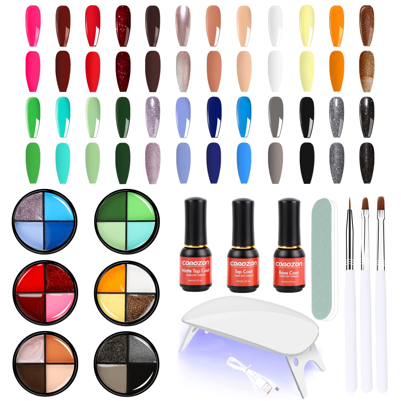 24 Colors UV LED Gel Nail Polish Kit - Semi-Permanent Soak Off Gel Polish with Base & Top Coat, Matte Finish, Starter Kit for DIY Manicure at Home | Perfect Gift Set for Nail Art Lovers