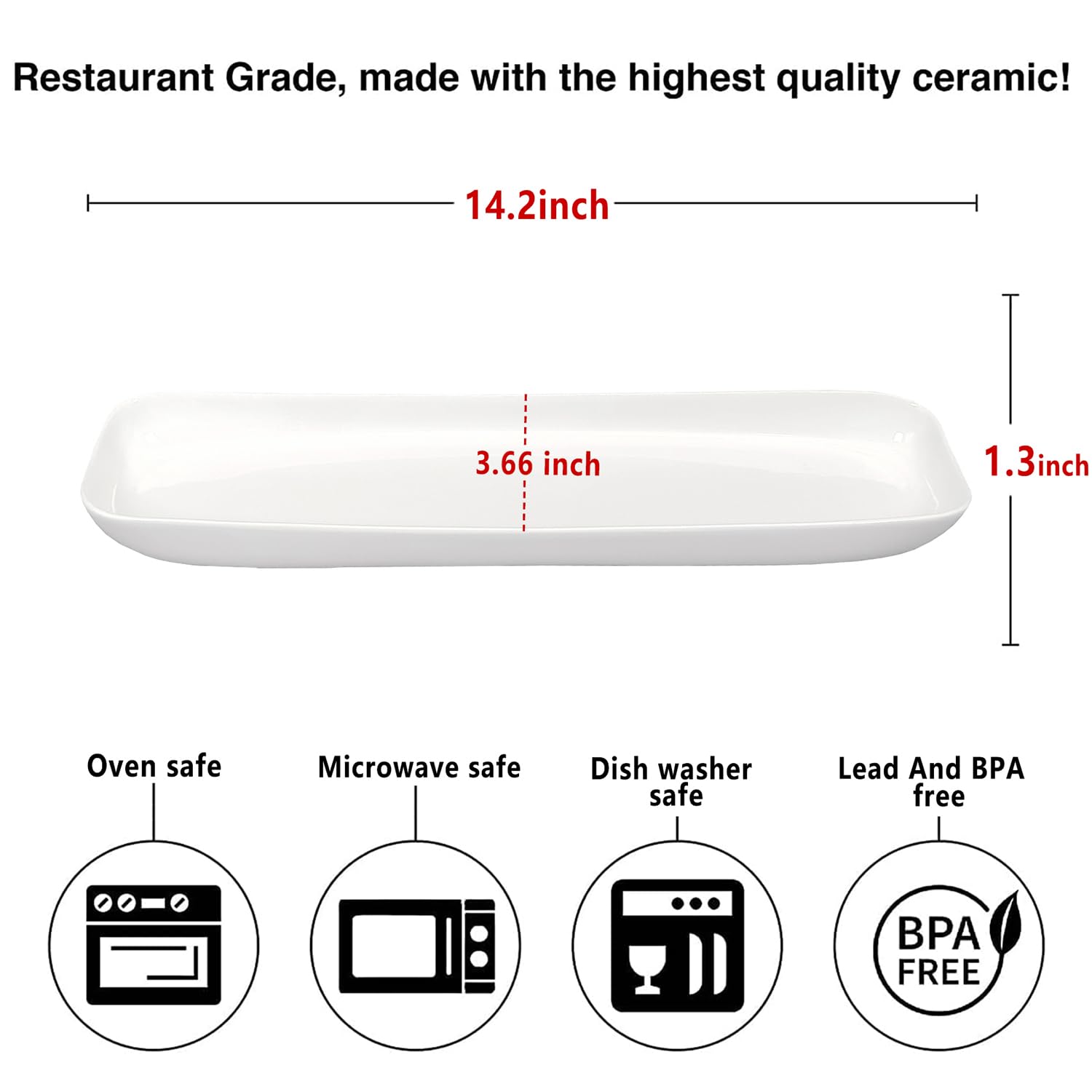 White Porcelain Olive Tray - Chip Resistant, Dishwasher Safe for Snacks & Appetizers | Perfect for Entertaining