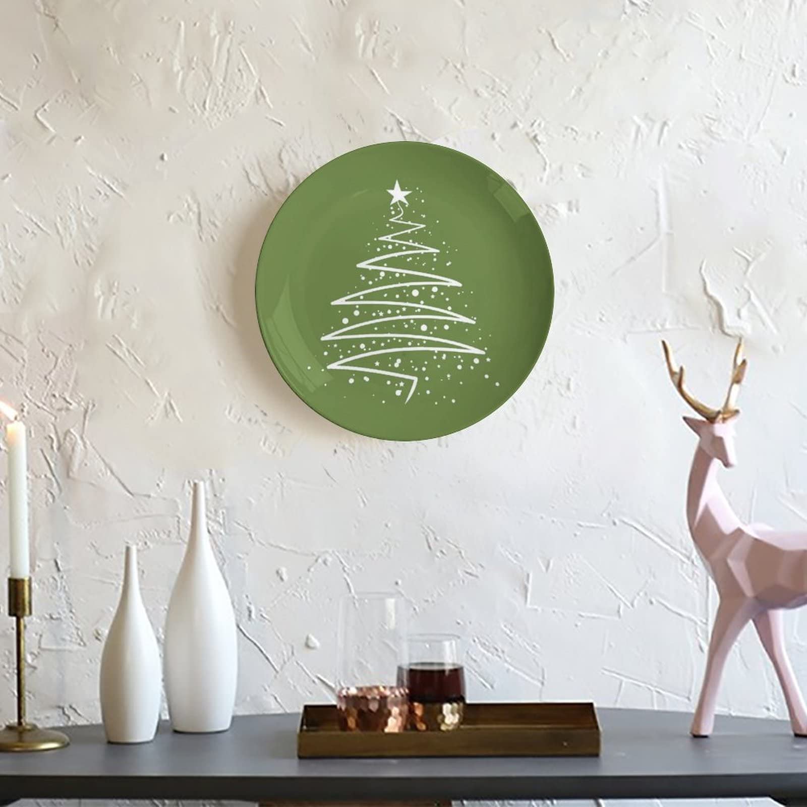 Christmas Ceramic Decorative Plates - 10inch Holiday Tableware with Simple Christmas Tree Design for Dining, Living Room, Bedroom & Bathroom Decor - Perfect for Festive Table Settings, Gift Giving and Seasonal Home Decoration