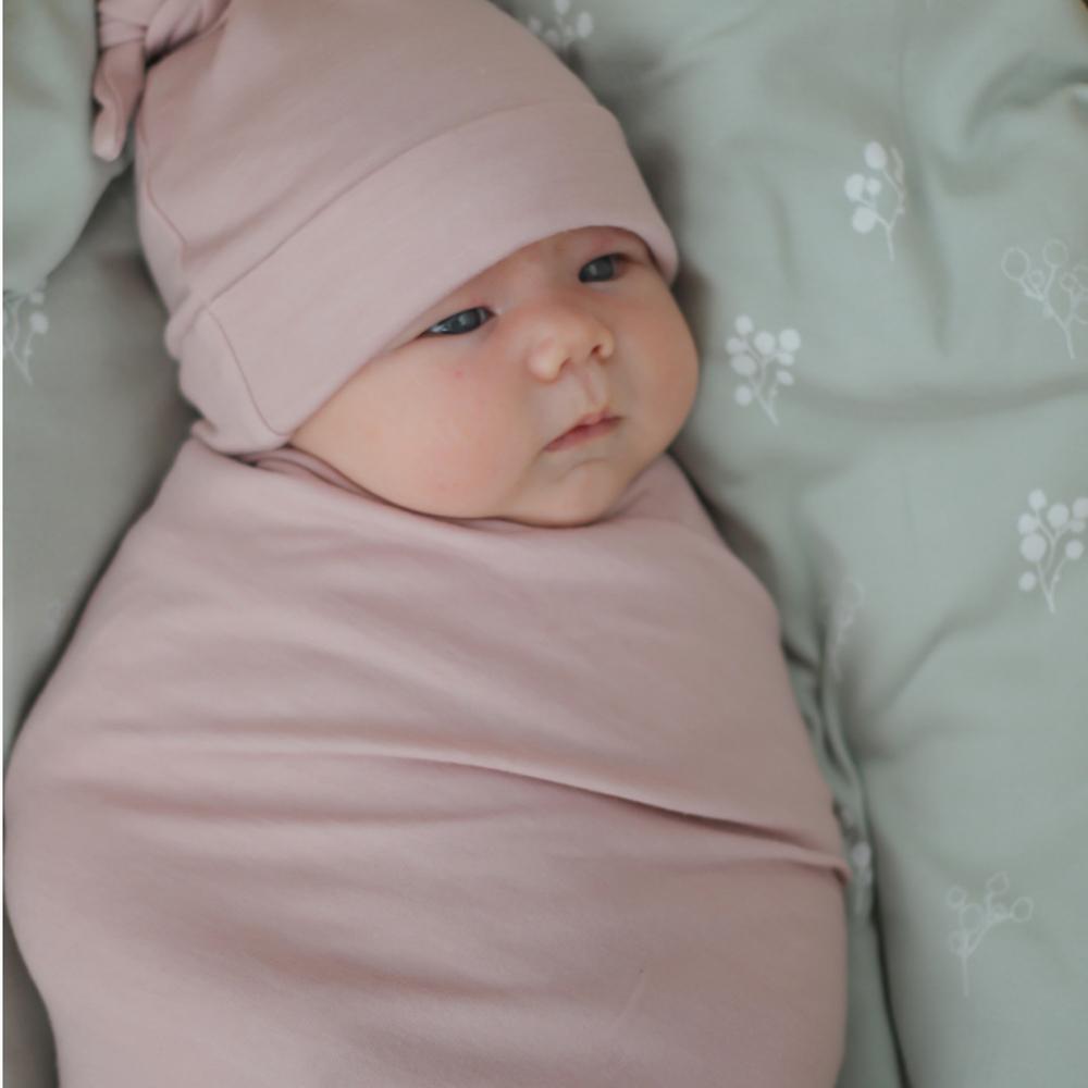 Soft Dusty Rose Merino Bamboo Swaddle Wrap - Breathable & Hypoallergenic Baby Swaddle Blanket for Newborns - Perfect for Nursery, Photo Shoots & Gift Giving