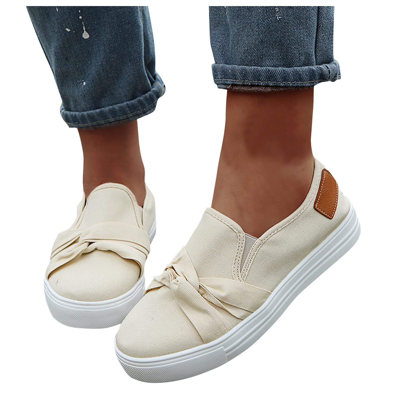 Oiumov Women's Slip On Sneakers - Wide Width Comfortable Walking Shoes, Breathable Casual Loafers for Running & Everyday Wear | Perfect for Work, Travel & Outdoor Activities