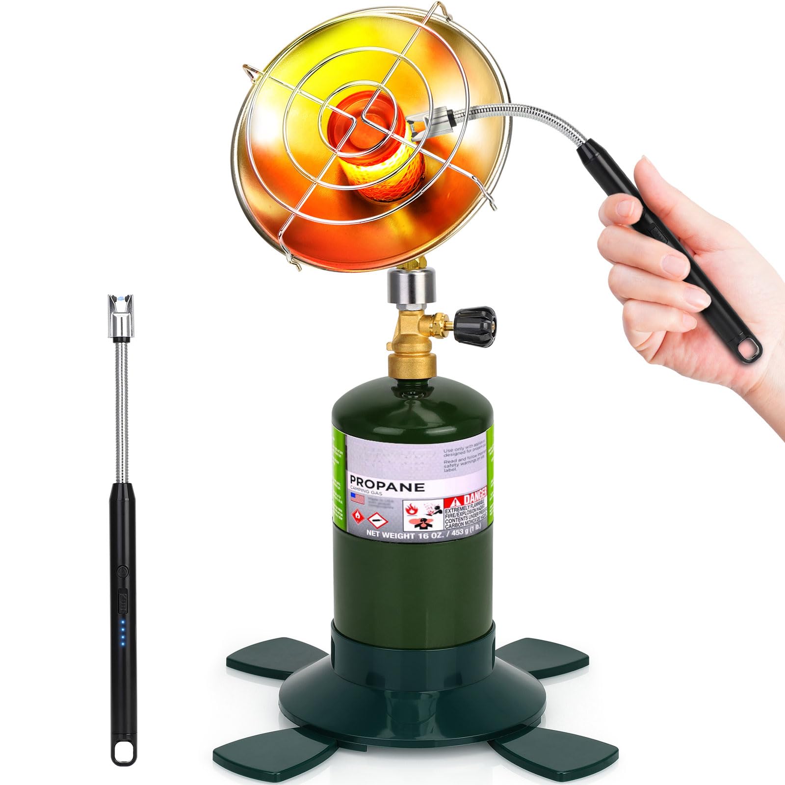 Portable 6200 BTU Propane Heater with Control Valve - Foldable Gas Tank Holder for Camping, Hunting, Fishing, Tent, Garage, Patio & Backyard Use - Ideal for Outdoor Adventures & Space Heating