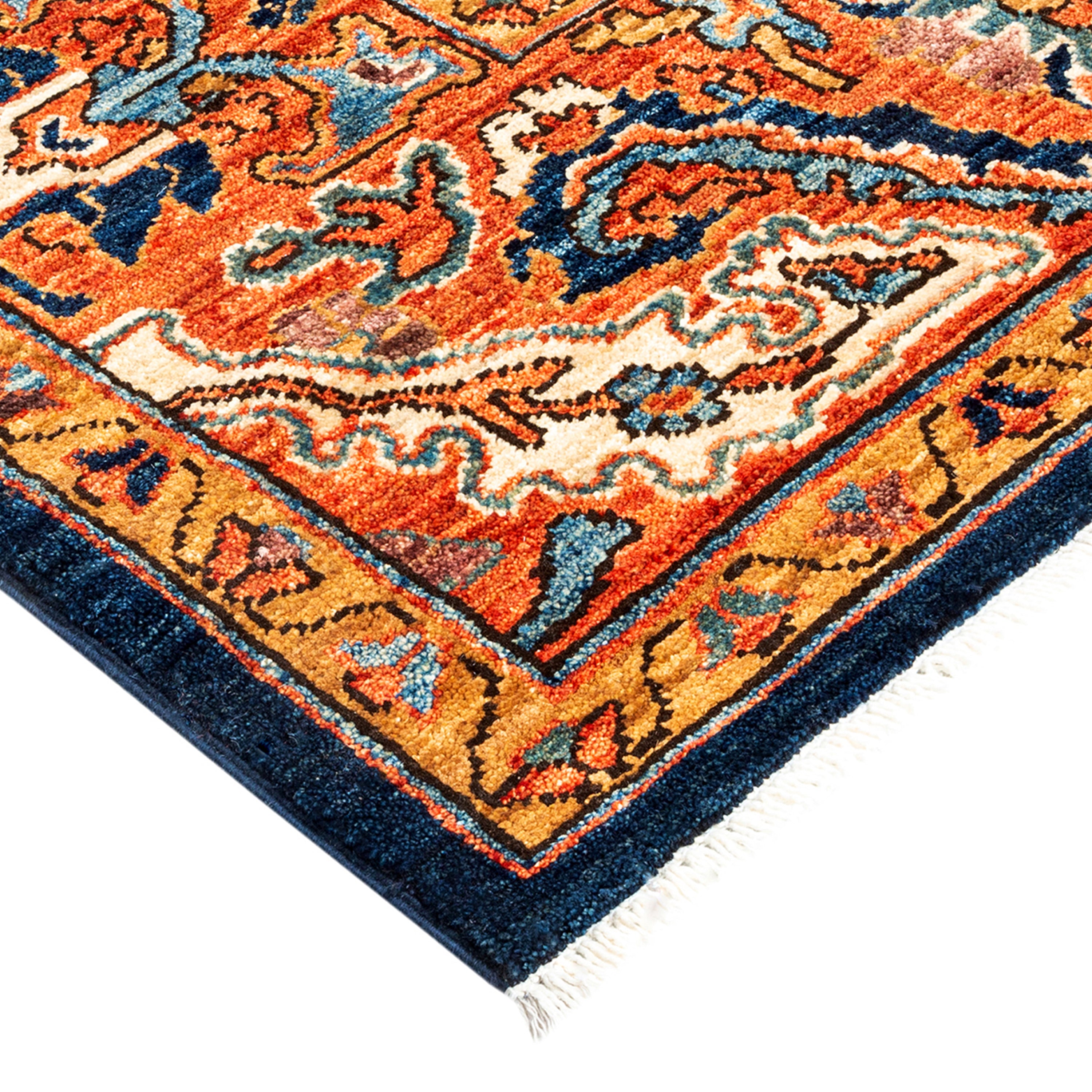 Blue & Red Traditional Serapi Wool Rug 6' x 9'9 - Authentic Persian Style Handmade Area Rug for Living Room, Bedroom & Home Decor