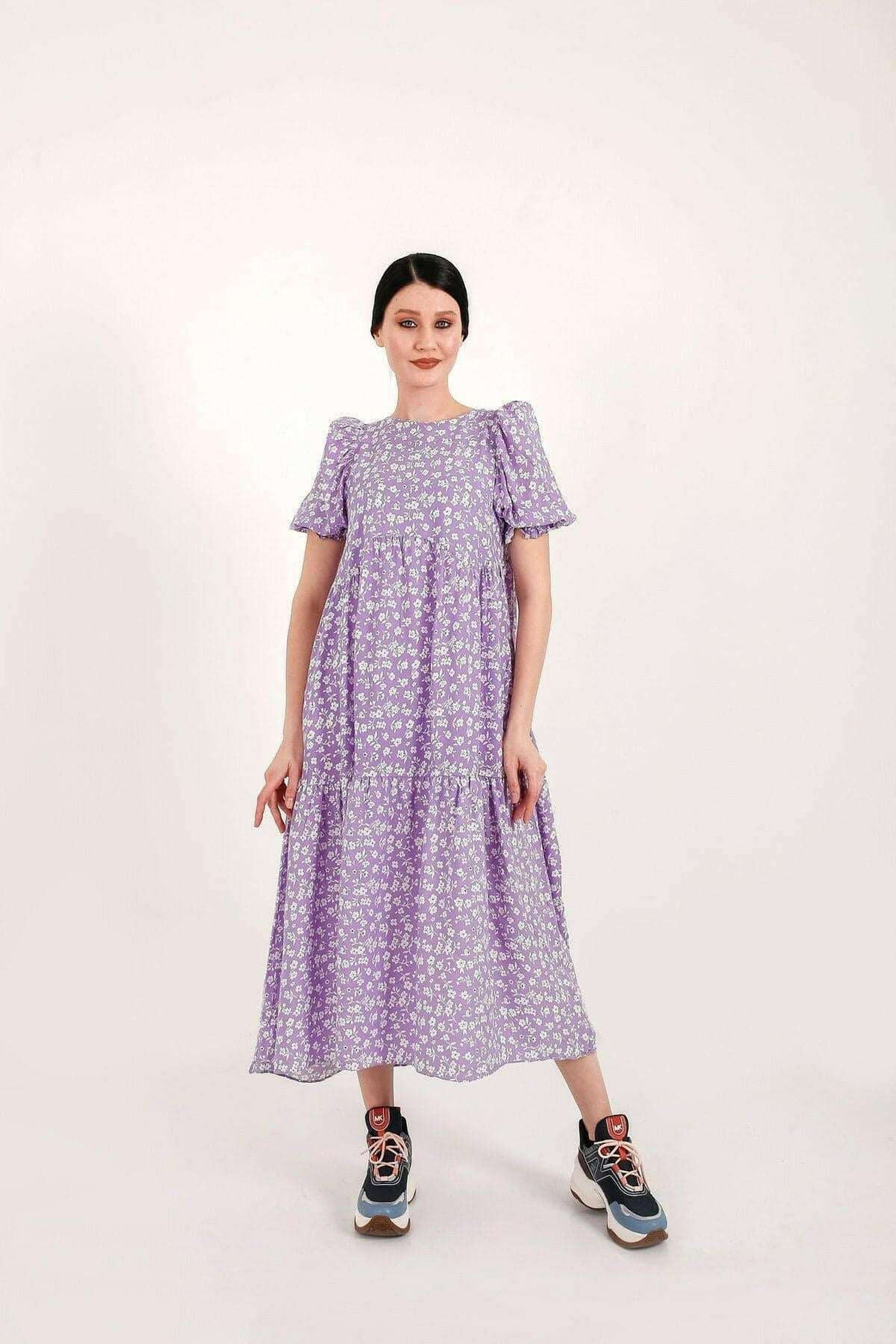 Louisa Shirred Tier Midi Dress for Women - Flowy Summer Dress with Ruffles, Boho Chic Style | Perfect for Beach Vacations, Date Nights & Outdoor Parties
