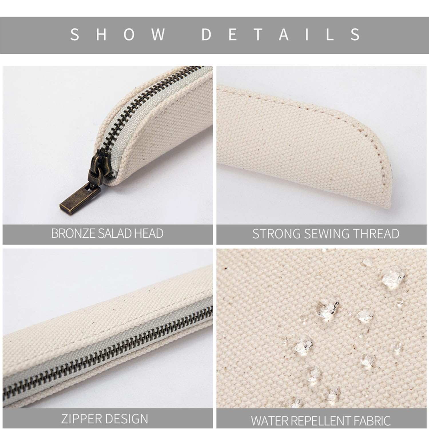 Simple Mini Canvas Pencil Case for Apple Pencil - Pure Color Makeup Pouch & Pen Organizer (Beige, Small) - Perfect for School, Office & Travel Accessories