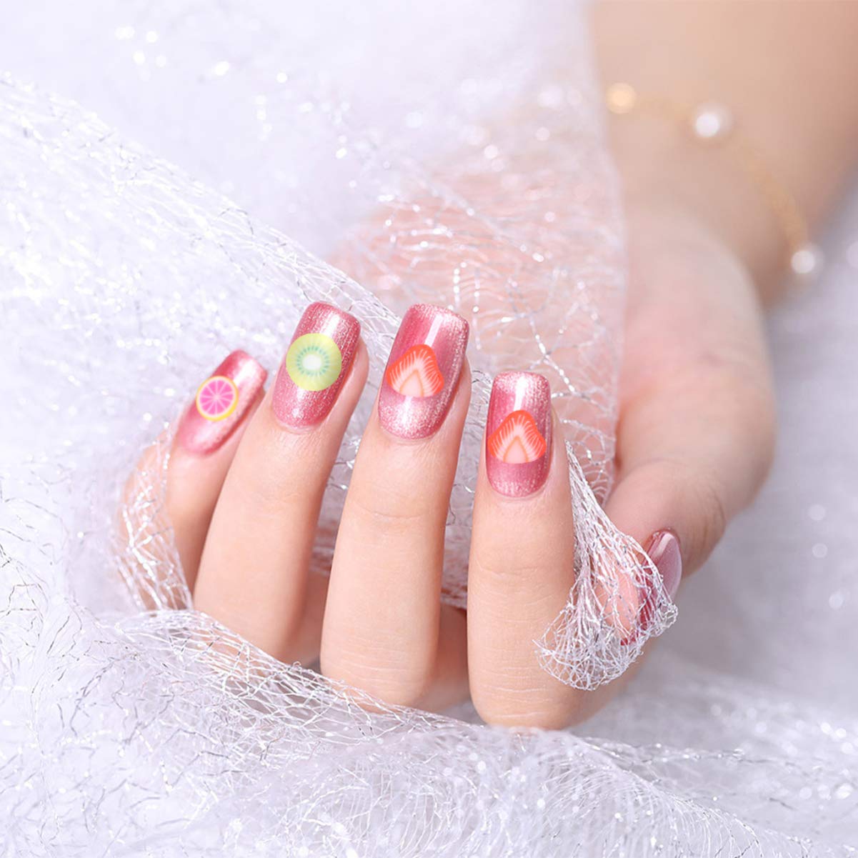 SOLUSTRE DIY Fruit Clay for Nails - Tropical Nail Art Supplies for Girls & Women - Nail Decorations Kit with Fruit Slices - Perfect for Home Manicures, Salon Nail Art, and Party Nail Designs