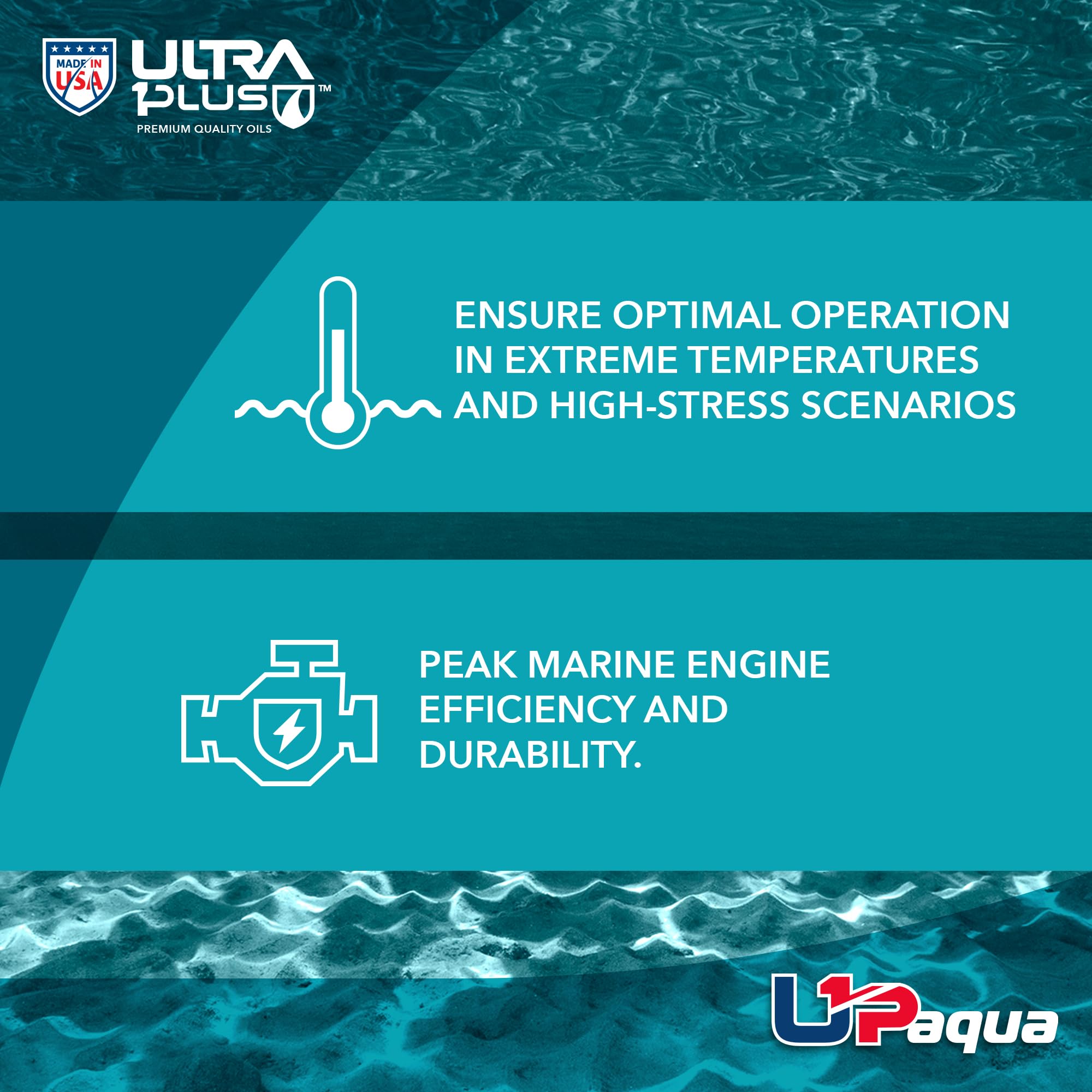 Premium U1P-Aqua SAE 25W-40 Synthetic Blend 4T Marine Engine Oil - NMMA FC-W Certified (4 Gallon) for Outboard Motors, Jet Skis & Marine Engines - Ideal for Saltwater & Freshwater Boating