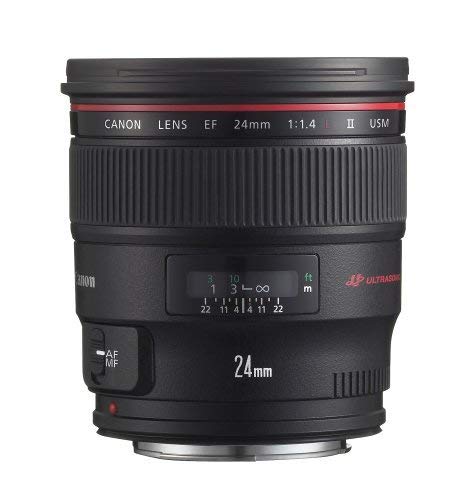 Canon EF 24mm f/1.4L II USM Wide Angle Prime Lens for DSLR Cameras - Professional Photography, Low Light Shooting, Landscape & Street Photography (Renewed)