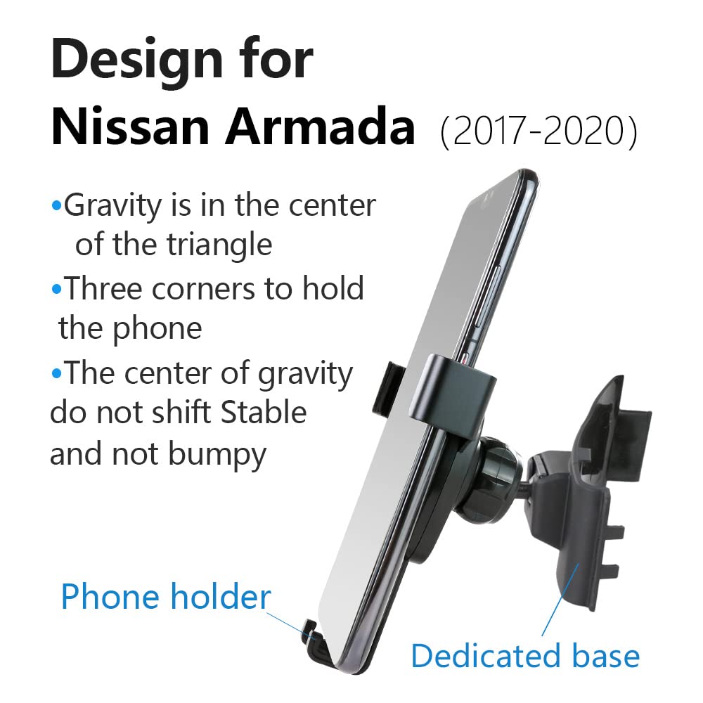 Musttrue Universal Car Phone Holder Mount - Compatible with 2017-2020 Nissan Armada & Most Vehicles, Dashboard/Windshield/AC Vent Phone Mount for Safe Driving & GPS Navigation (Black) - Perfect for Commuting, Road Trips & Hands-Free Calling