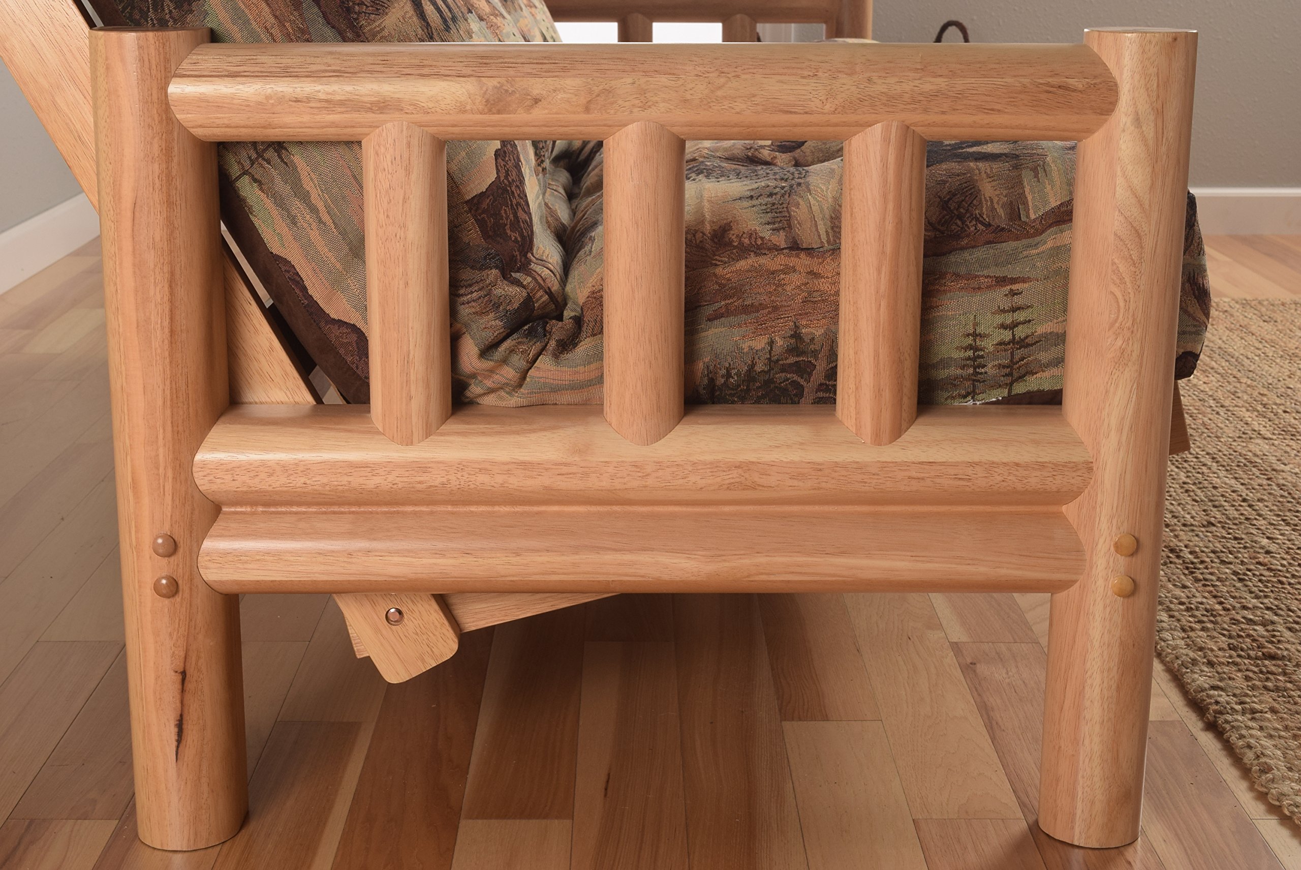 Up North Full Size Futon Lodge Frame & Mattress - Rustic Wildlife Sofa Bed for Cabin, Guest Room & Small Space Living