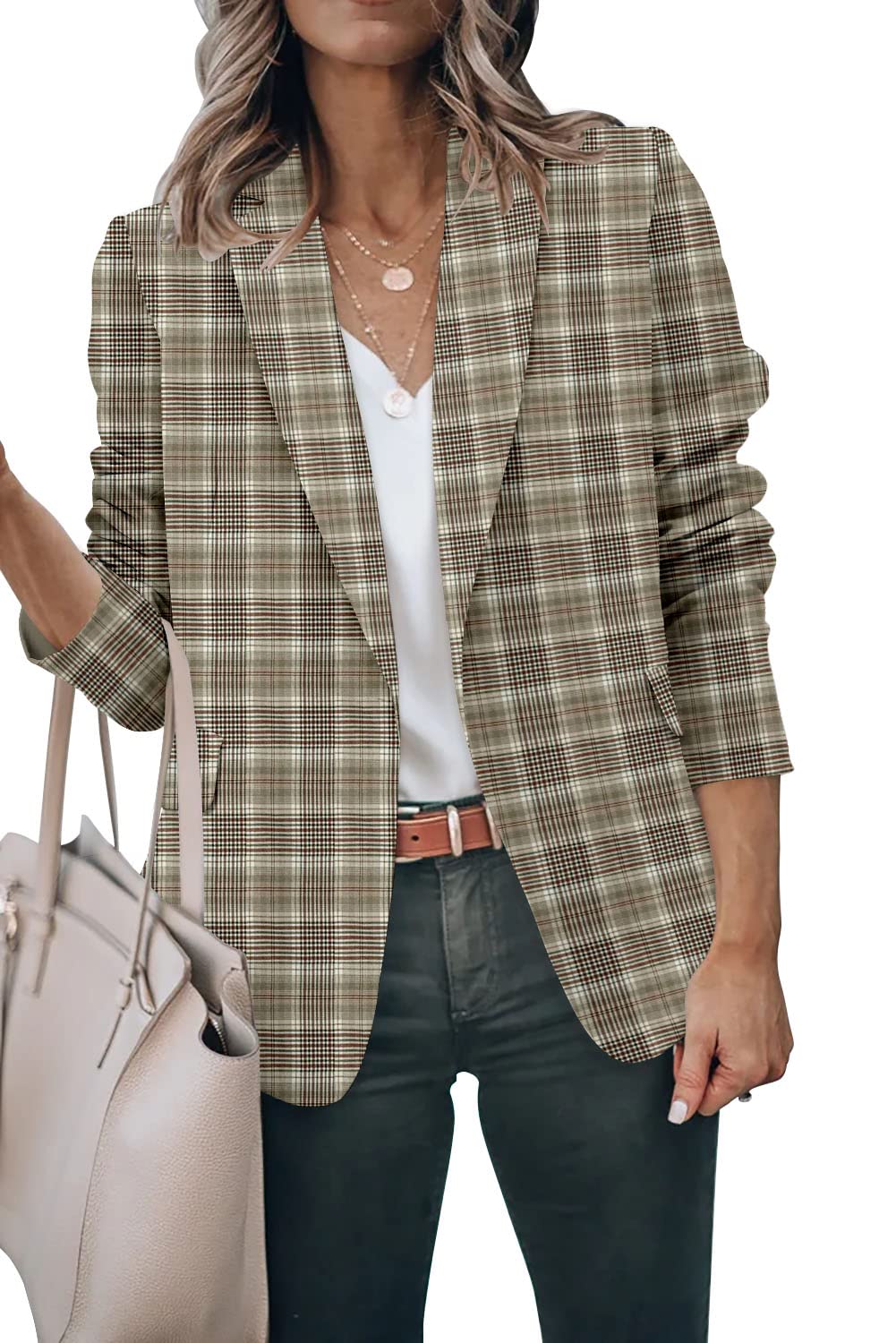 ZDLONG Women's Lightweight Linen Blazer Jacket - Lapel Long Sleeve Work Blazer for Office, Business & Casual Wear | Perfect for Professional Meetings, Office Outfits & Daily Fashion