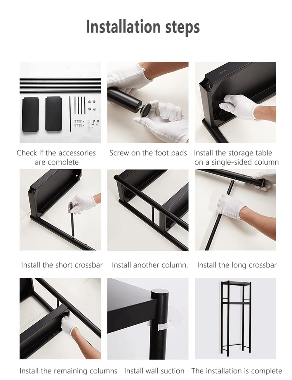 2-Tier Adjustable Freestanding Toilet Paper Holder & Bathroom Storage Shelf - Space Saving Organizer for Bathroom, Laundry Room & Cabinet (19.9x9.8x51.6 Inches, Black) - Perfect for Small Bathrooms & Clutter-Free Organization