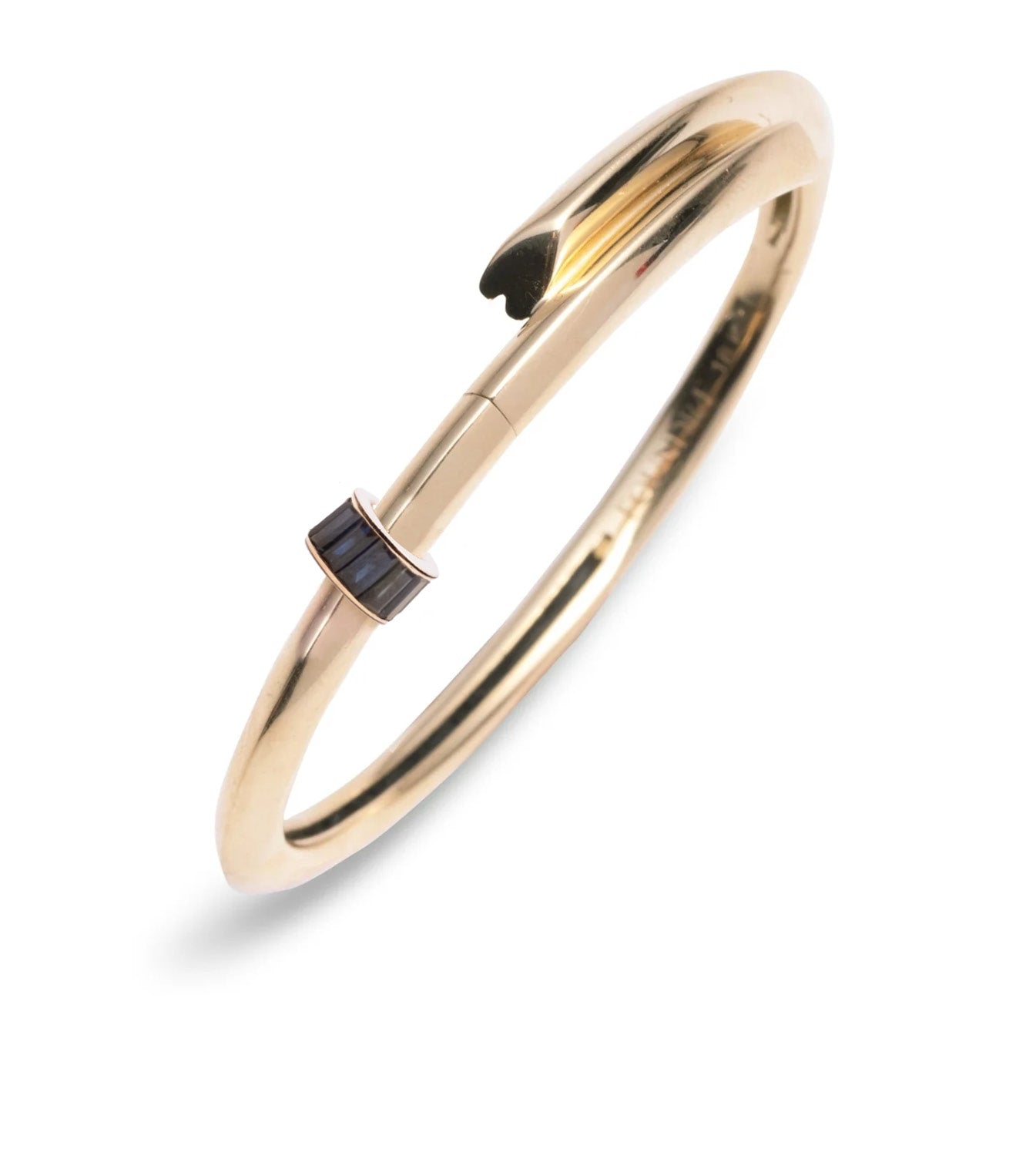 Blue Sapphire Baguette Heart Bangle Bracelet - Elegant Love Jewelry for Women, Perfect Gift for Anniversary, Valentine's Day & Special Occasions