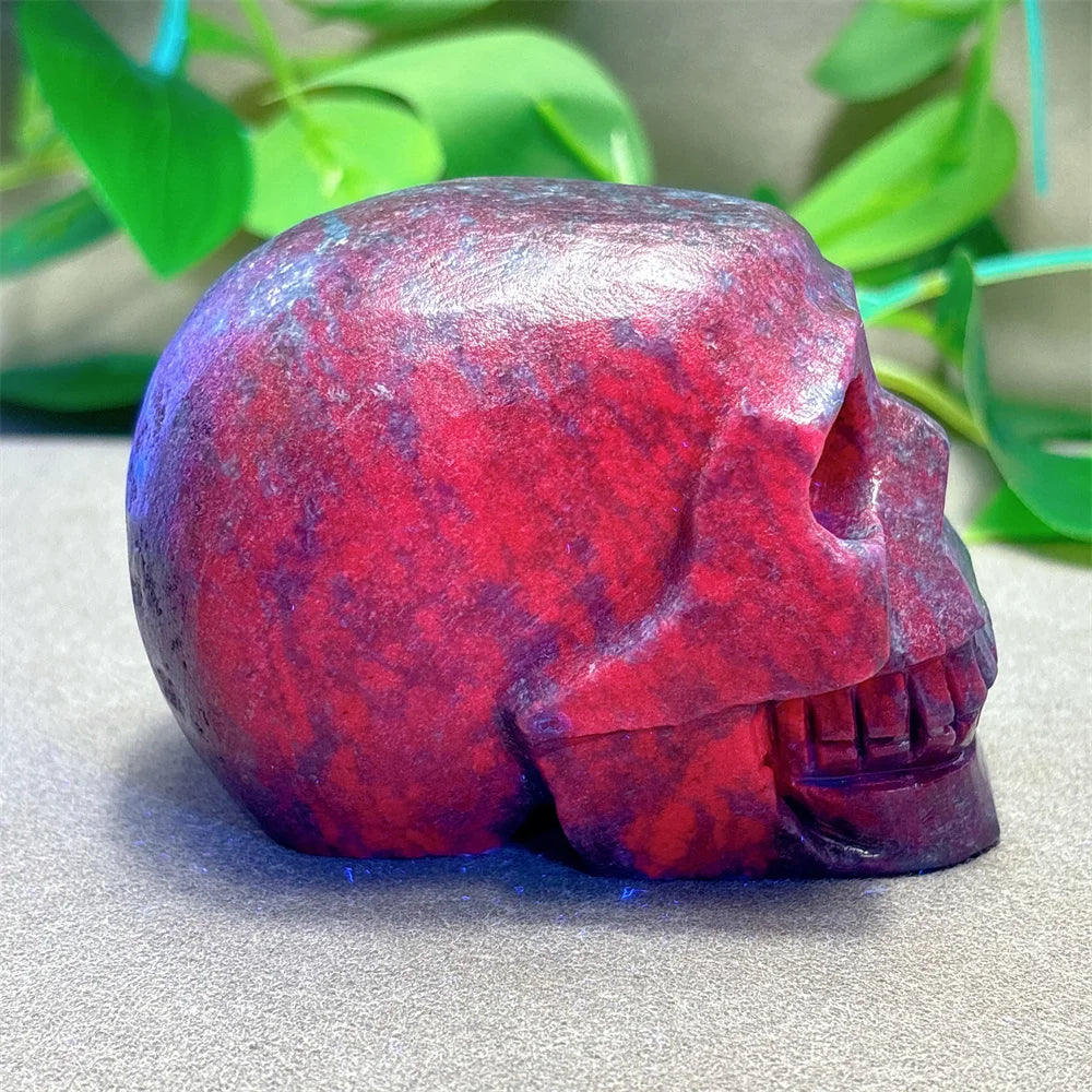 Natural Ruby & Emerald Skull Crystal - Hand Carved Quartz Stone for Energy Healing, Reiki & Home Decor | Halloween, Meditation & Spiritual Gifts