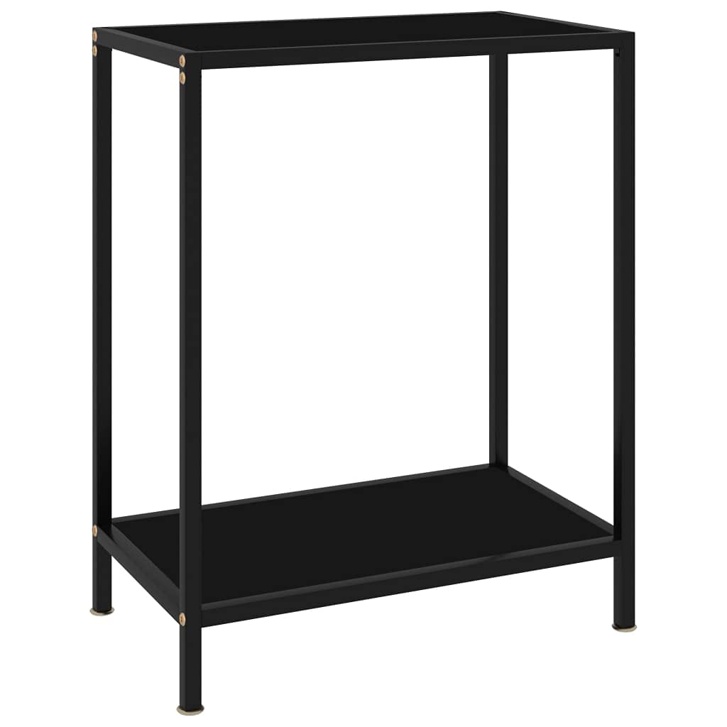 Modern Narrow Console Table with Tempered Glass Top - 23.6