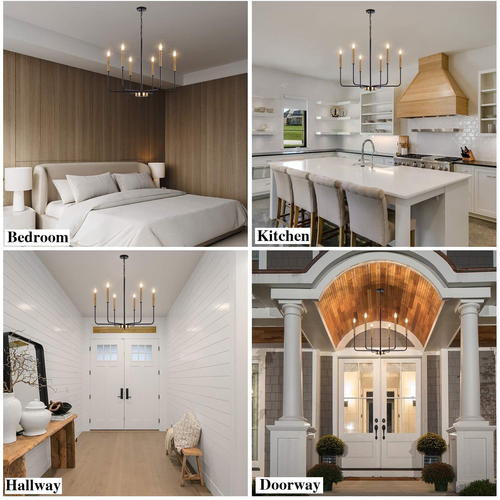 ETONIMERR 6-Light Modern Farmhouse Chandelier - 26 Inch Rustic Industrial Iron Ceiling Light Fixture for Dining Room, Kitchen, Foyer, Living Room & Bedroom | Perfect for Home Decor, Wedding Venues and Restaurant Lighting