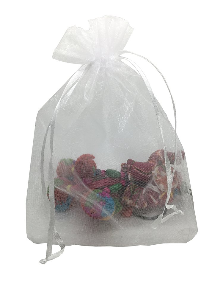 60Pcs White Sheer Organza Drawstring Pouches 6x9 Inches - Elegant Wedding Favor Bags, Jewelry Gift Bags, Party Favors for Bridal Shower, Baby Shower & Special Events