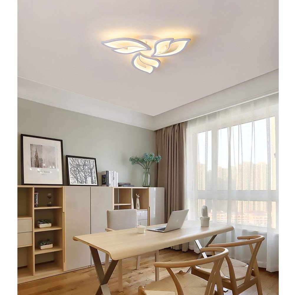 Modern LED Flush Mount Ceiling Light with Remote Control - Dimmable Flower Design Chandelier for Bedroom, Kitchen Island, Living Room, Dining Room & Bathroom | Perfect for Home Decor, Ambient Lighting & Space Illumination