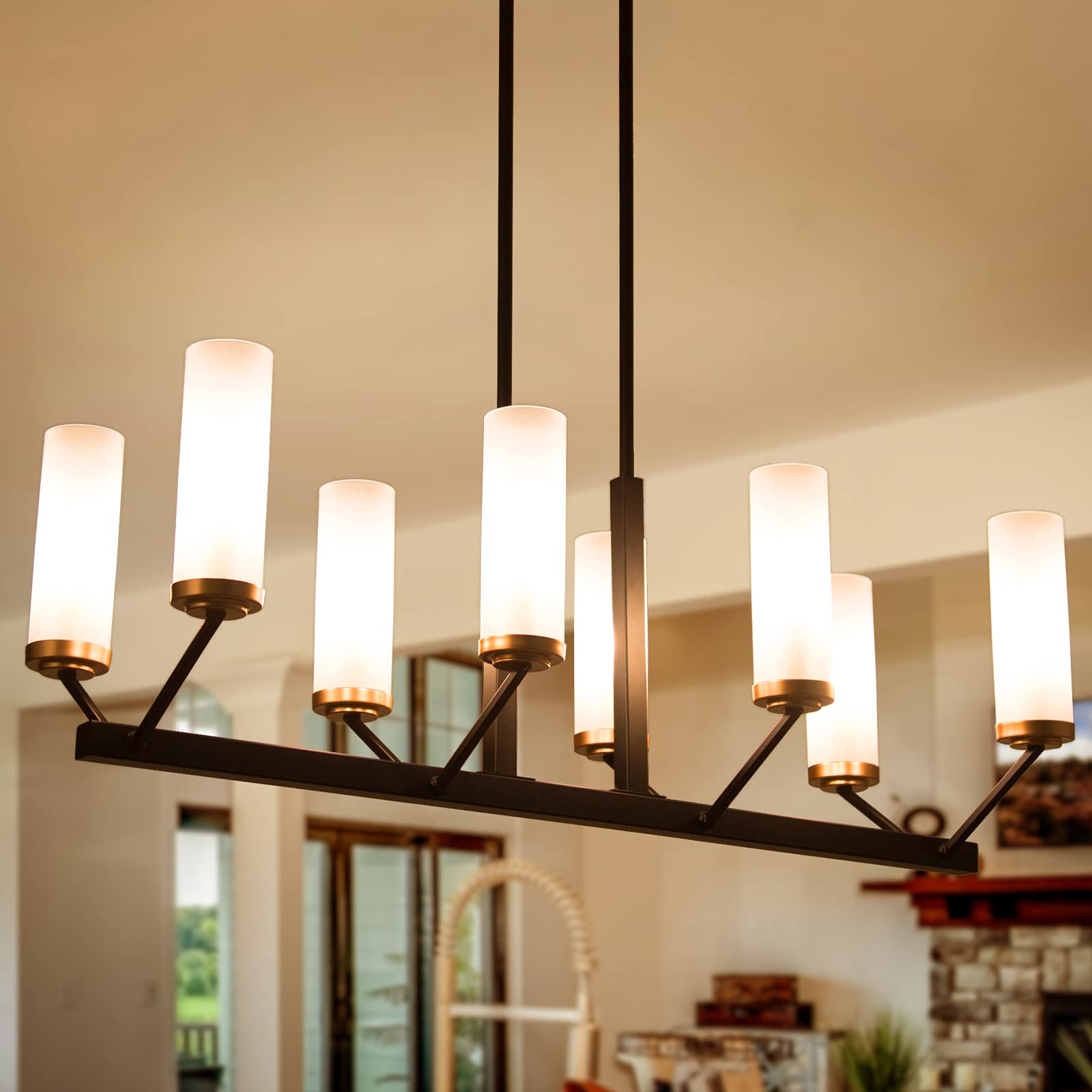 Black Gold 8-Light Modern Farmhouse Chandelier - 31.5