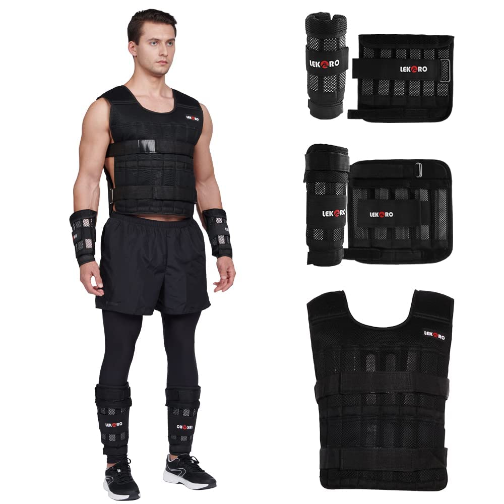 44LB Adjustable Weighted Vest for Men & Women - Workout Training Fitness Vest with 96 Steel Plates - Perfect for CrossFit, Running, Strength Training & Home Gym Exercises