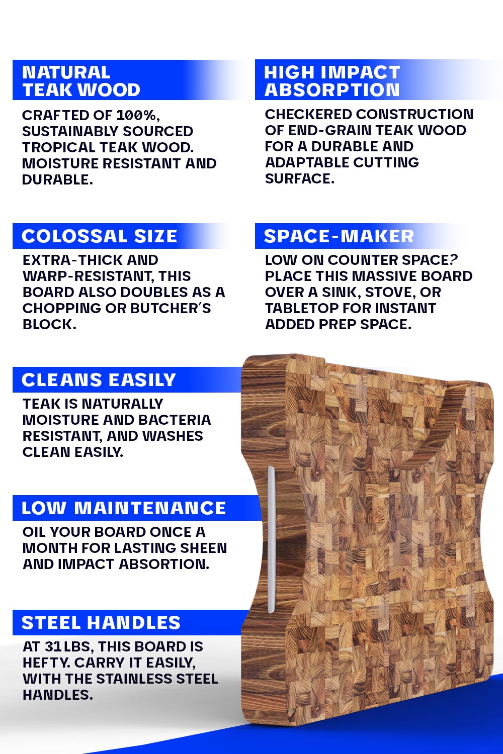 Premium Dalstrong Lionswood Colossal Teak Cutting Board - Extra Large, Durable & Knife-Friendly for Professional Chefs & Home Cooking