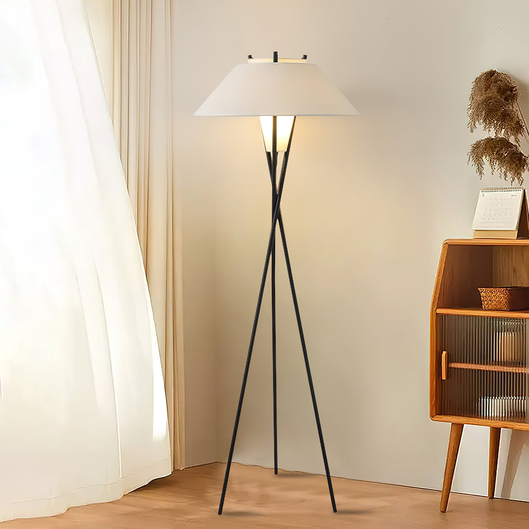 Hoka Tripod Floor Lamp - Modern Adjustable Standing Light for Living Room, Bedroom & Office - Bright LED Reading Light with 3-Level Dimmer for Home Decor