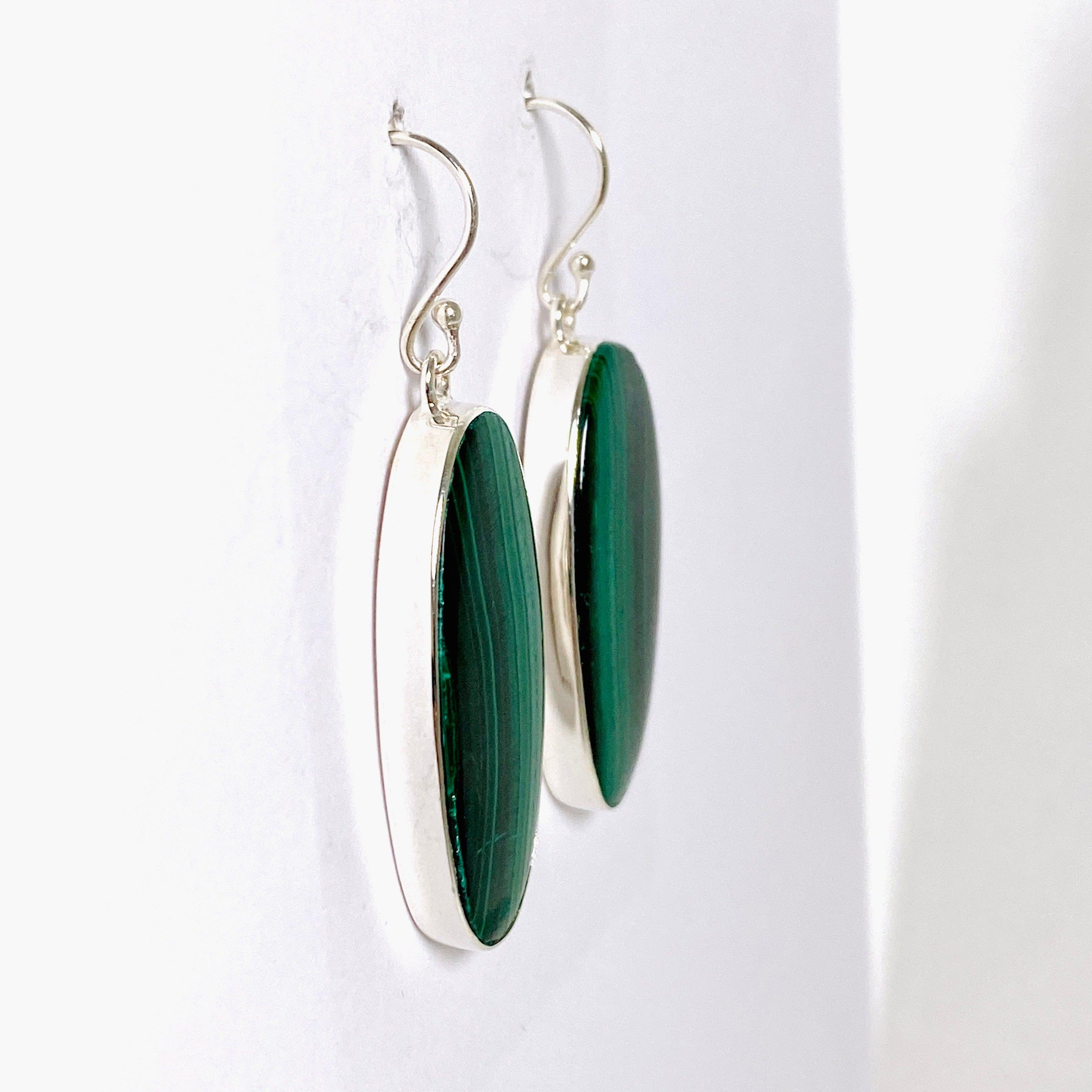 Natural Malachite Oval Earrings KEGJ1340 - Handmade Gemstone Jewelry for Women, Elegant Gift for Her - Perfect for Parties, Weddings & Special Occasions