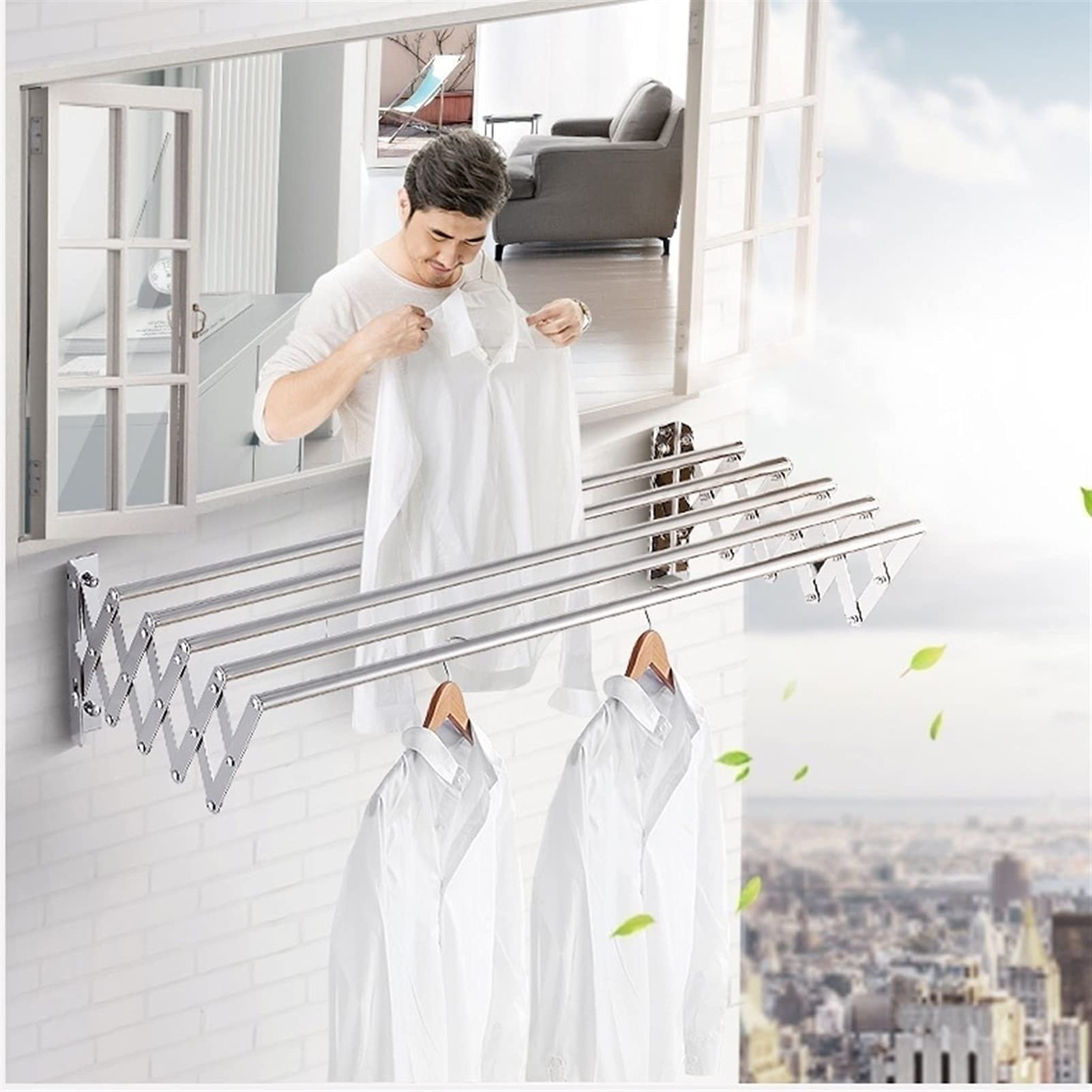 Stainless Steel Wall Mounted Collapsible Laundry Drying Rack - 70cm Foldable Clothes Airer & Towel Holder for Bathroom, Balcony, Small Spaces (Silver)