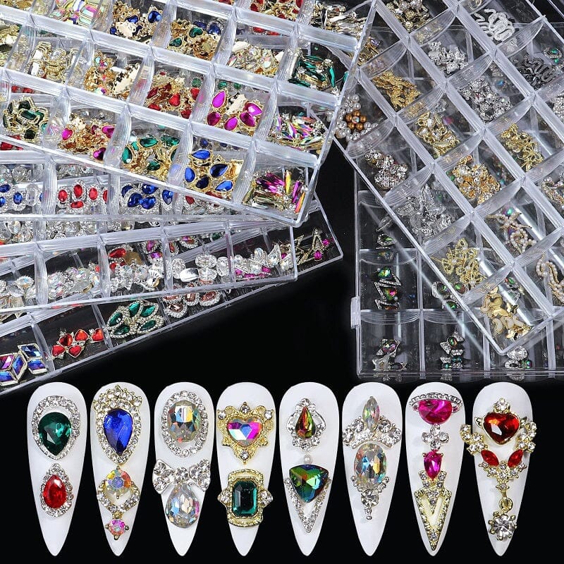 3D Crystal Charm Jewelry - 24 Grid Storage Box for Necklaces, Bracelets & Earrings | Perfect for Travel, Gifts & Organizing Accessories