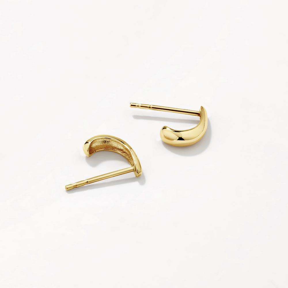 10k Gold Slim Dome Huggie Stud Earrings for Women - Minimalist Everyday Hoop Earrings for Work, Date Night & Gifting