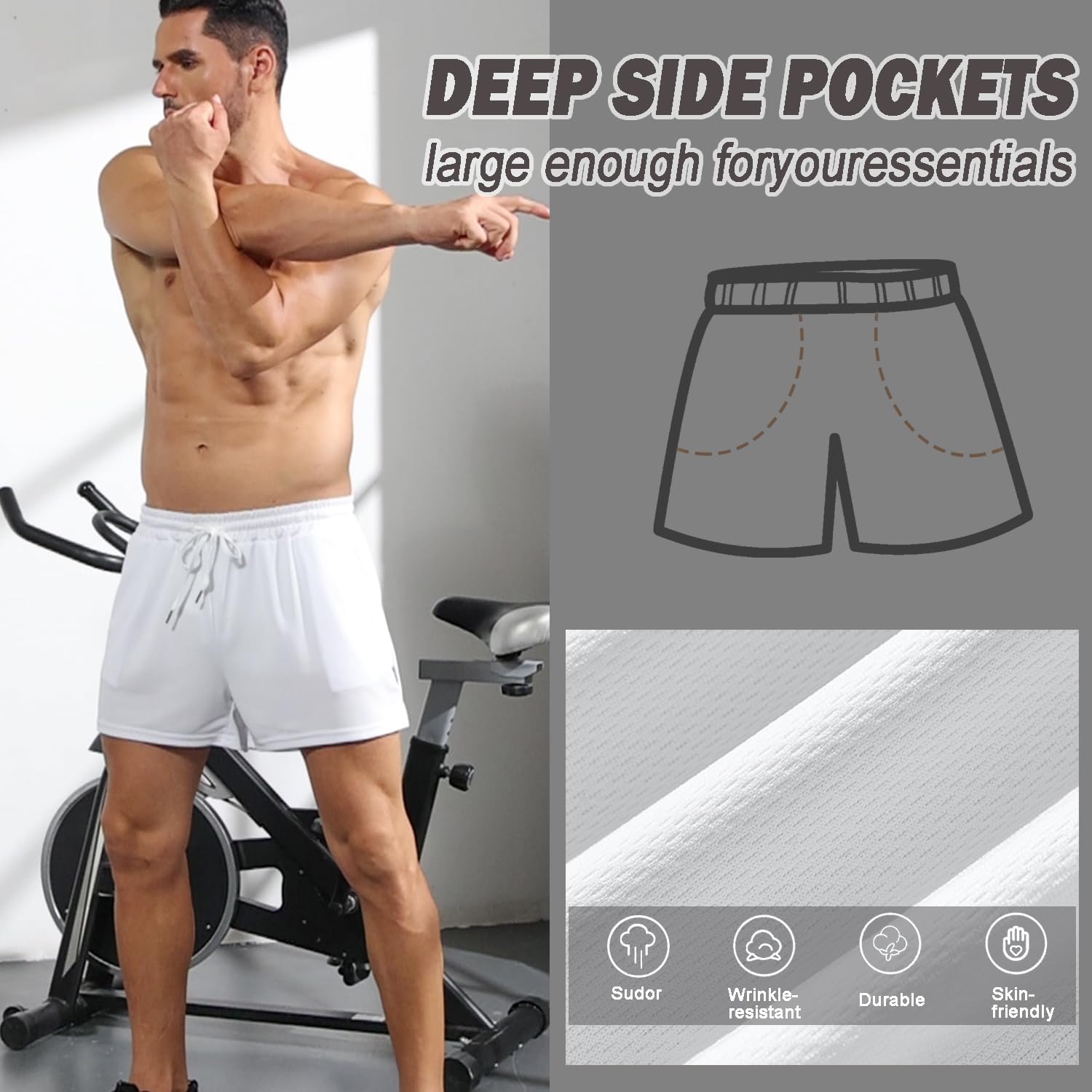 Men's 3 Inch Quick Dry Mesh Running Shorts - Lightweight Gym Workout Shorts with Pockets for Jogging, Training & Outdoor Sports