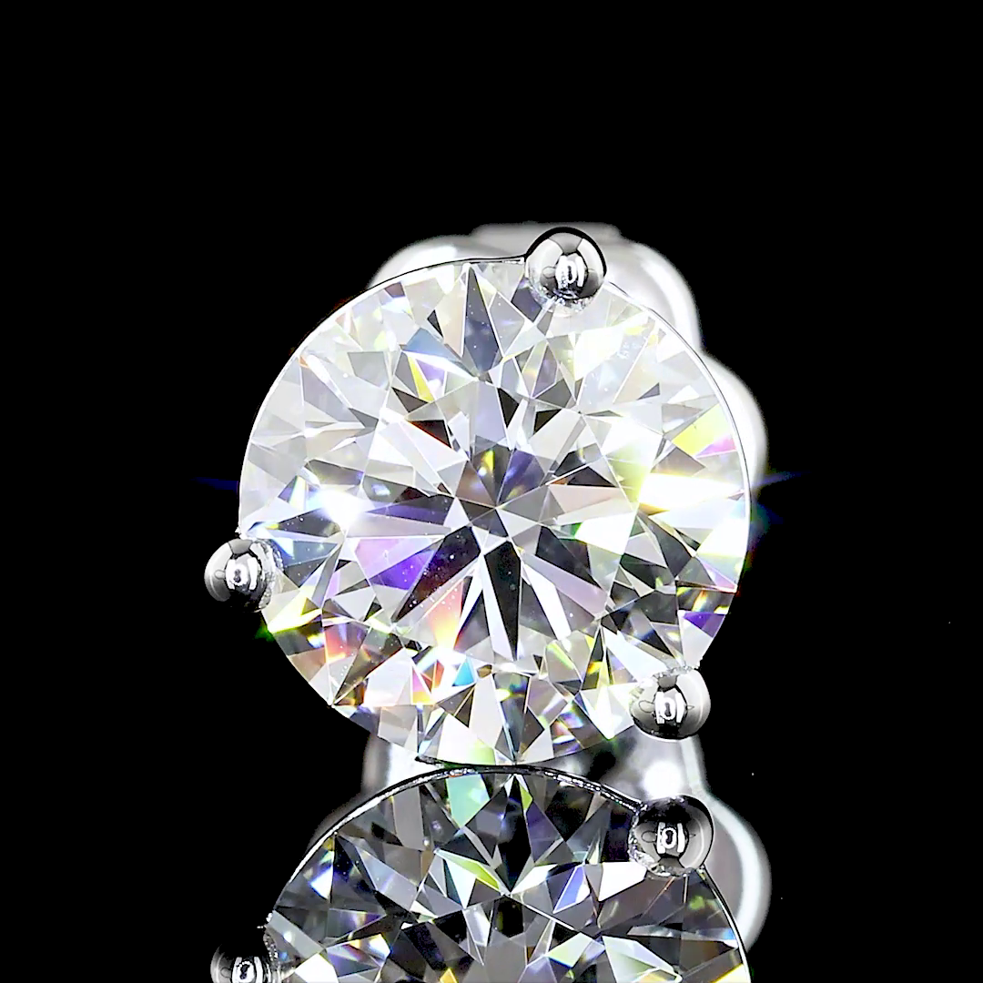 2.65 Carat Lab Grown Round Diamond Earrings - F Color VVS1 Clarity 14K White Gold Martini Studs for Wedding, Anniversary & Special Occasions