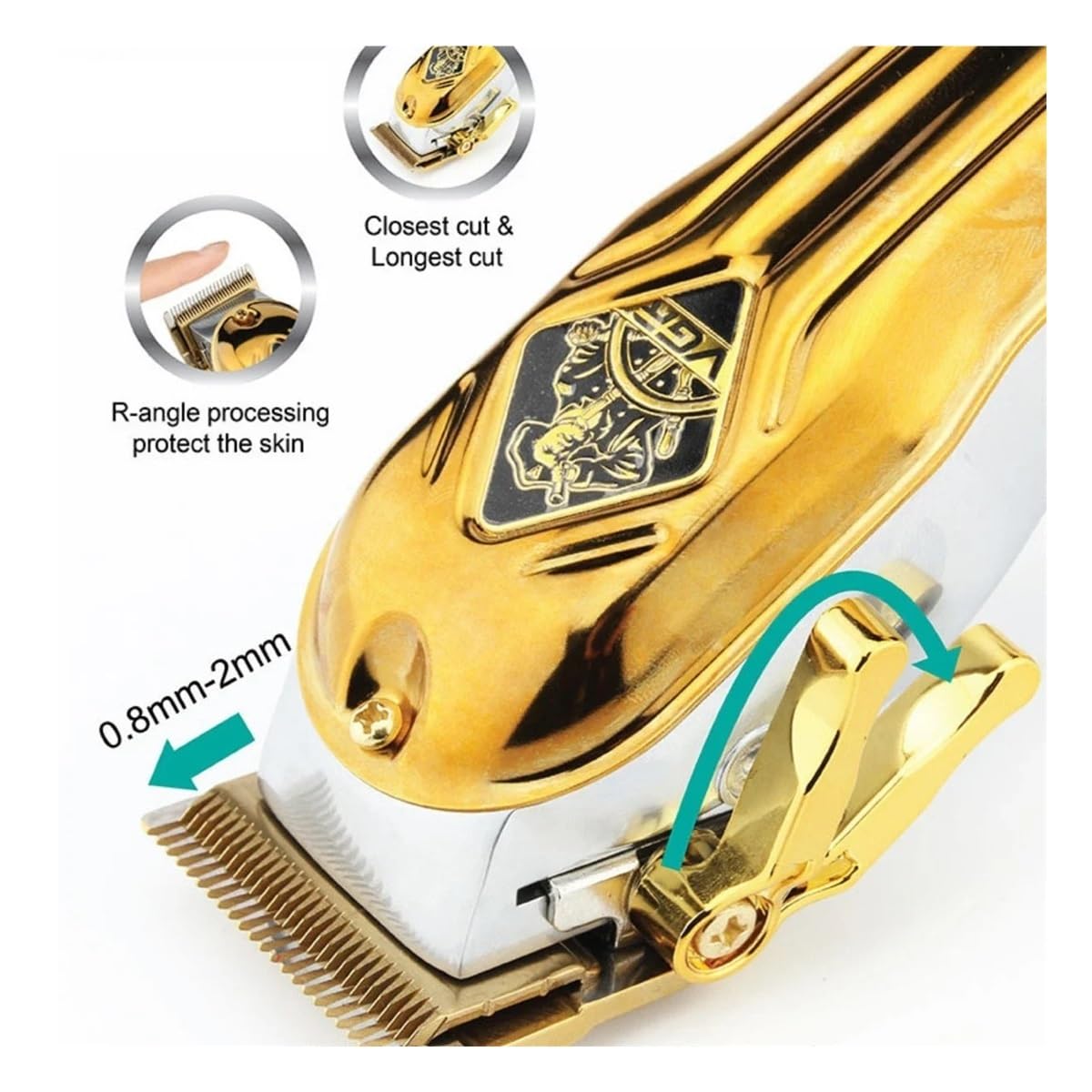 Professional Cordless Hair Clipper V-267 - Gold Barber Trimmer with Digital Display for Men | Precision Haircutting, Beard & Mustache Grooming | Home & Salon Use