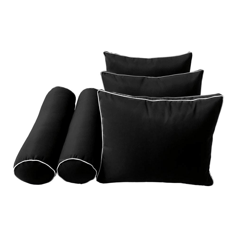 Prolinemax Outdoor Style 3 Full Contrast Trim Daybed Mattress Bolster Pillow Fitted Sheet Cover Only - AD109 | Perfect for Patio Furniture, Sunroom Daybeds & Guest Room Decor