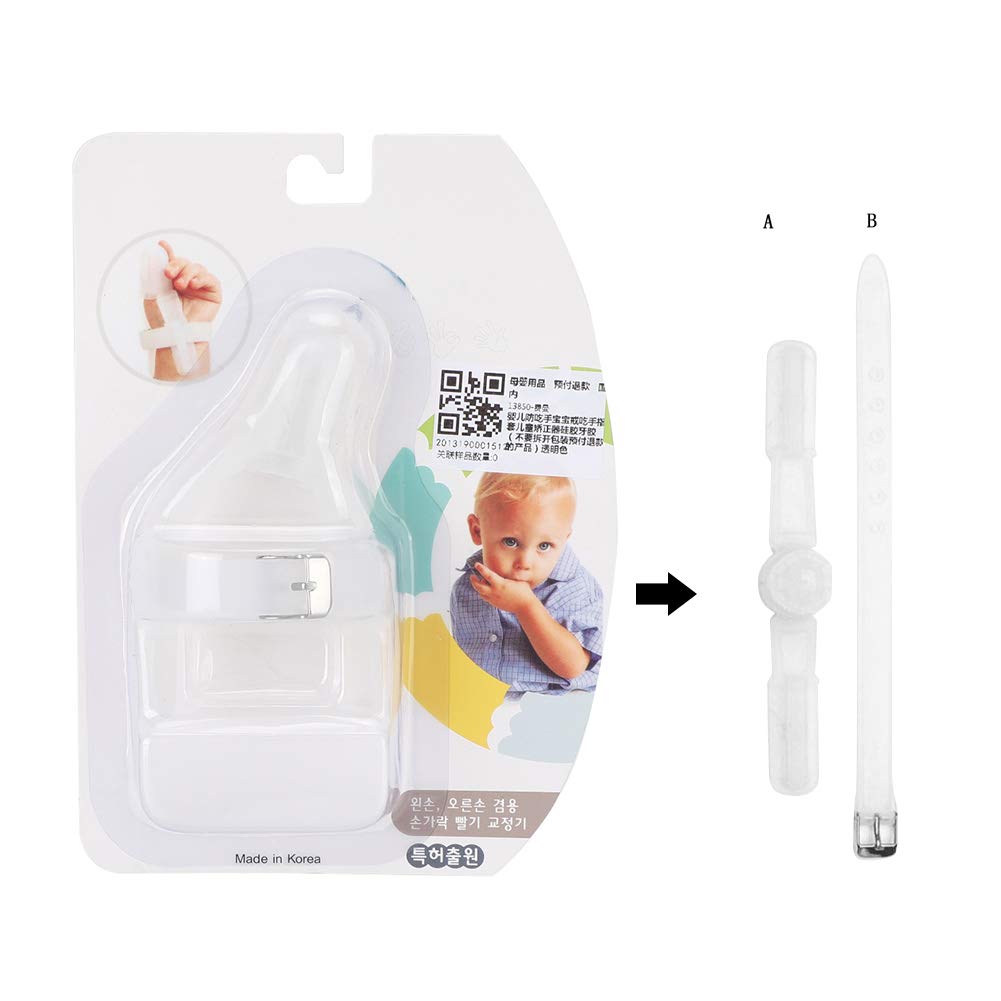 Baby Thumb Sucking Protector - Adjustable Silicone Finger Guard & Teether for Infants (Transparent) - Prevent Thumb Sucking Habit & Soothe Teething Pain - Perfect for Daycare, Travel & Sleep Training