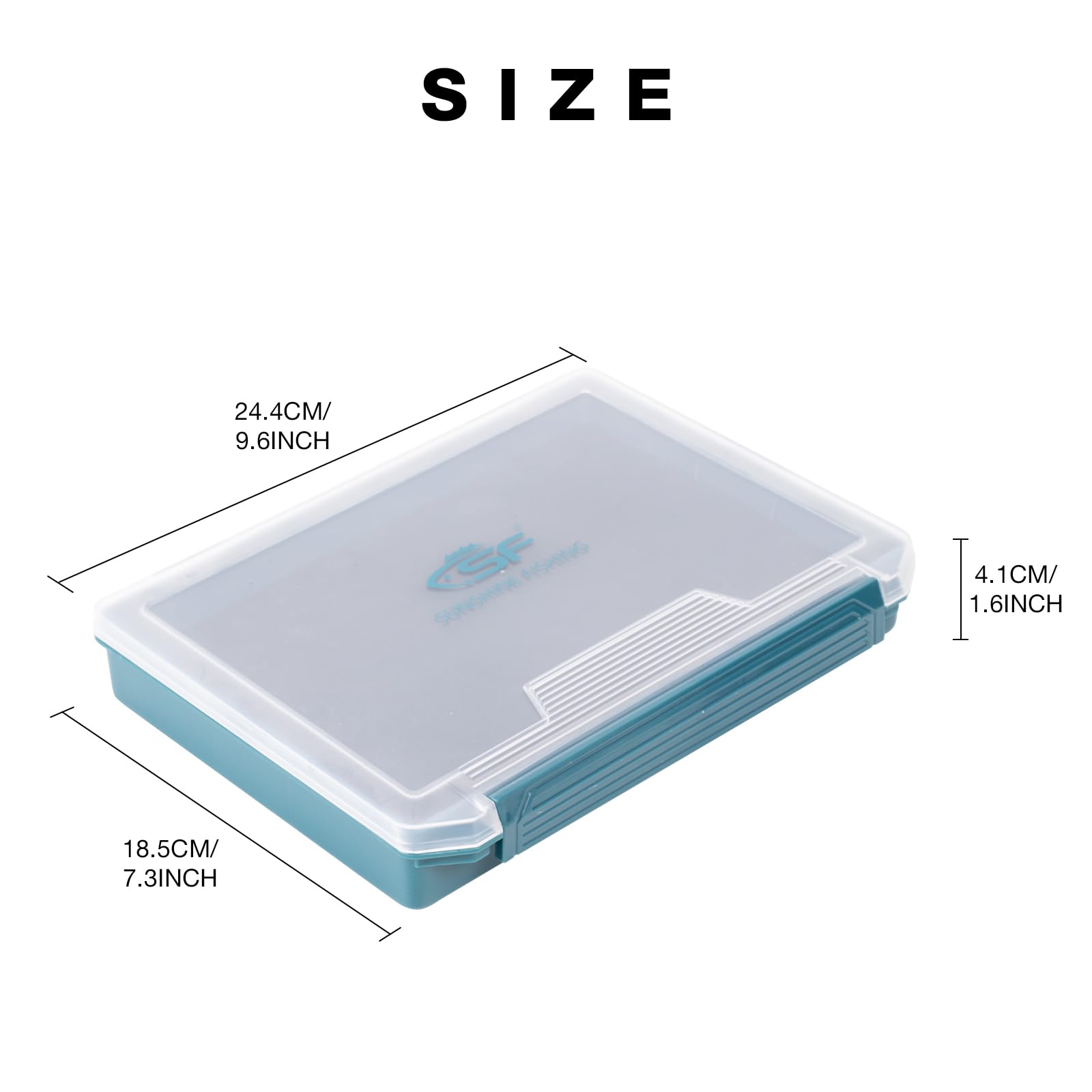 SF Fishing Tackle Box Tray 3600 - Waterproof Plastic Storage Case with Slit Foam for Jig Heads, Hooks, Spinners & Spoons | Double Buckle Design | 1-Pack | Perfect for Bass Fishing, Fly Fishing & Saltwater Anglers