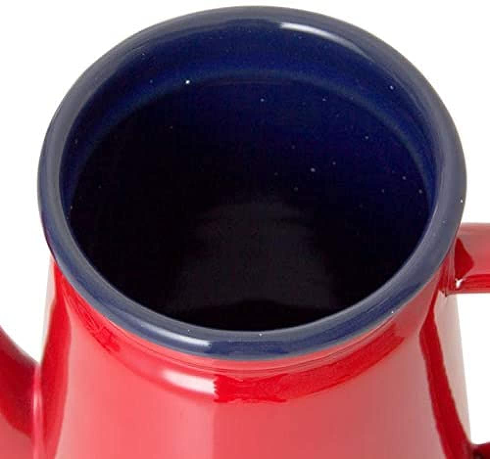 1.1L Enamel Coffee Pot - Pour Over Milk & Water Jug Pitcher for Gas & Induction Stoves - Durable & Stylish Red Teapot Kettle - Perfect for Camping, Home Brewing & Kitchen Use