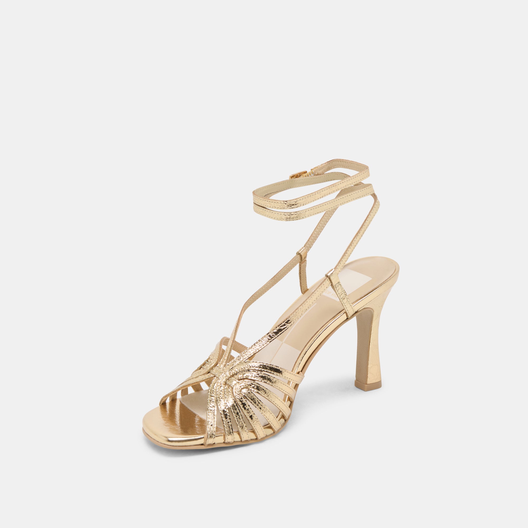 NIVANA Gold Distressed Leather Heels for Women - Stylish High Heels for Parties, Weddings & Evening Events