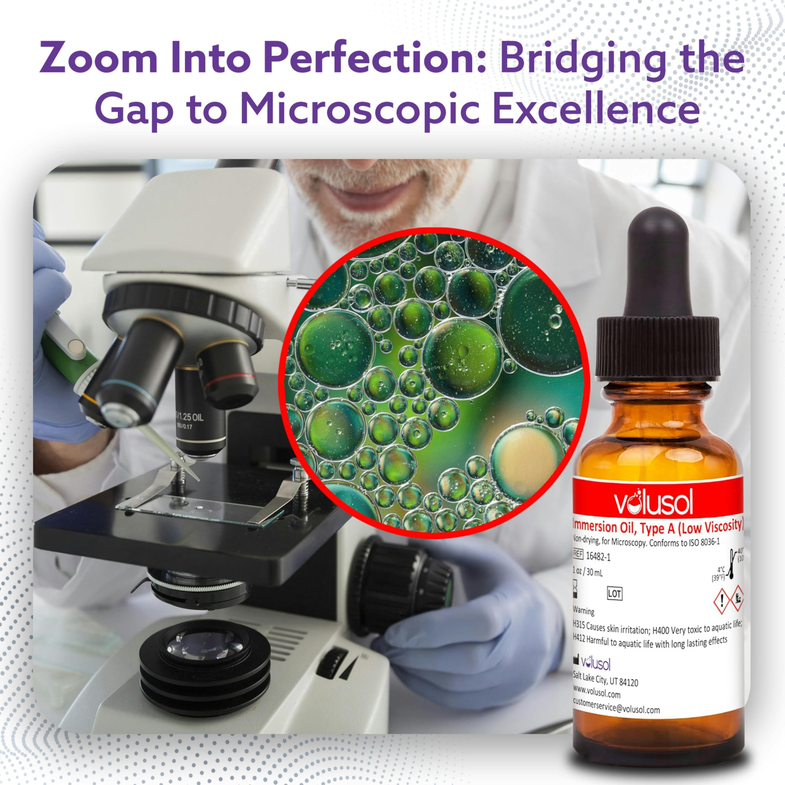 Volu-Sol Microscope Immersion Oil Type A - Low Viscosity 150 Centistokes, Safe for All Microscope Lenses, Precision PP Polycone Bottle (30ml/1oz, Pack of 12) | Ideal for Biological Research, Lab Diagnostics & Microscopy Slide Preparation