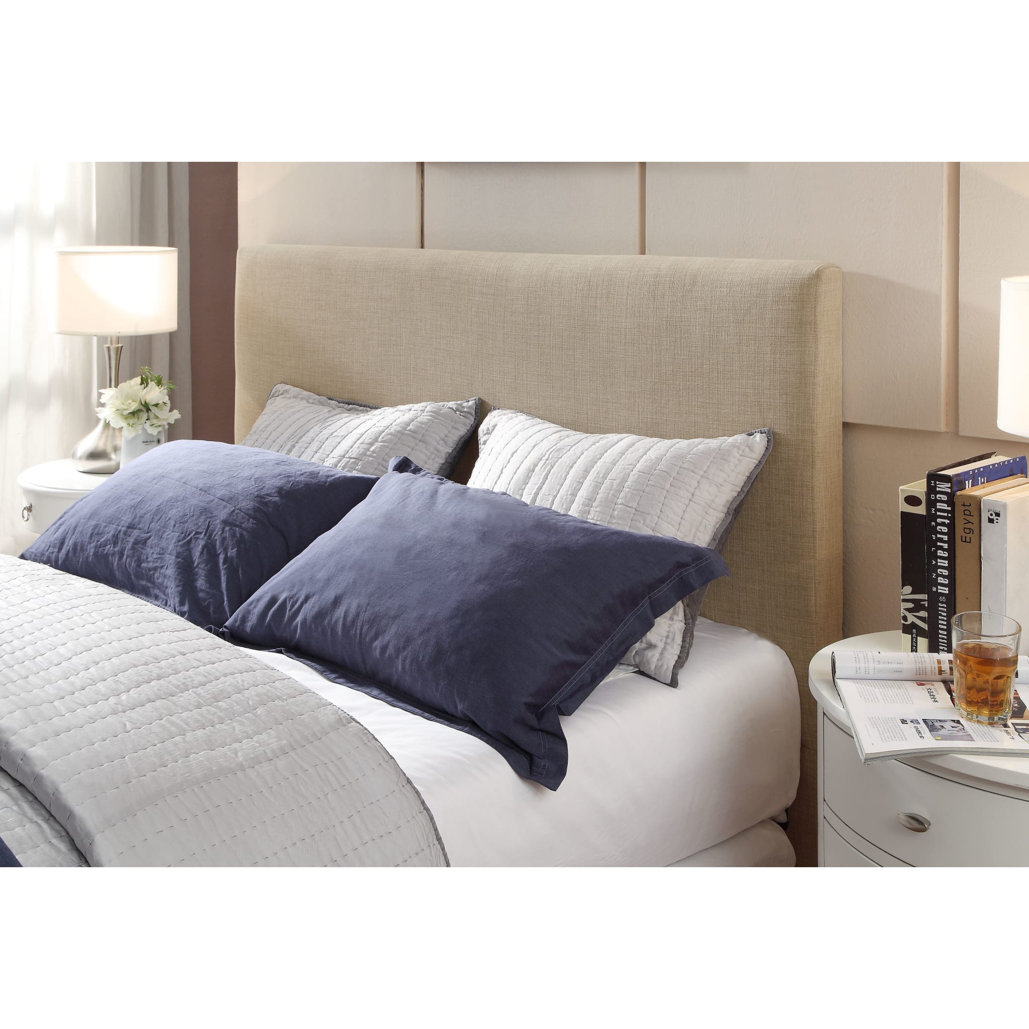 Saint Pierre Upholstered Platform Storage Bed in Toast Linen - Queen Size Bed Frame with Underbed Storage for Small Spaces, Modern Bedroom Furniture for Apartments & Guest Rooms