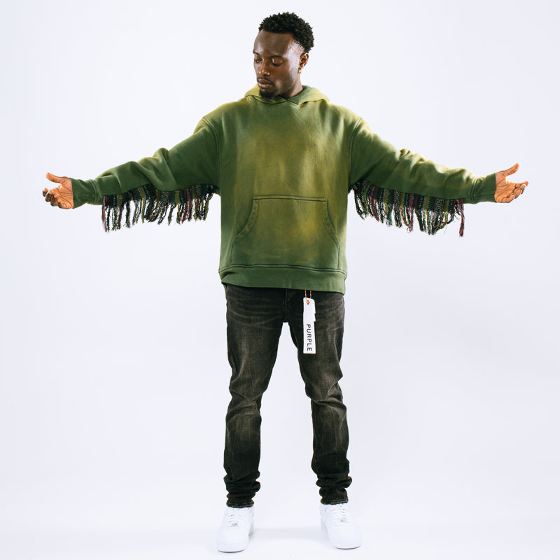 Alchemist Fringe Hoodie - Trendy Moss Green Oversized Sweatshirt for Women | Streetwear Fashion, Casual Wear & Festival Outfits