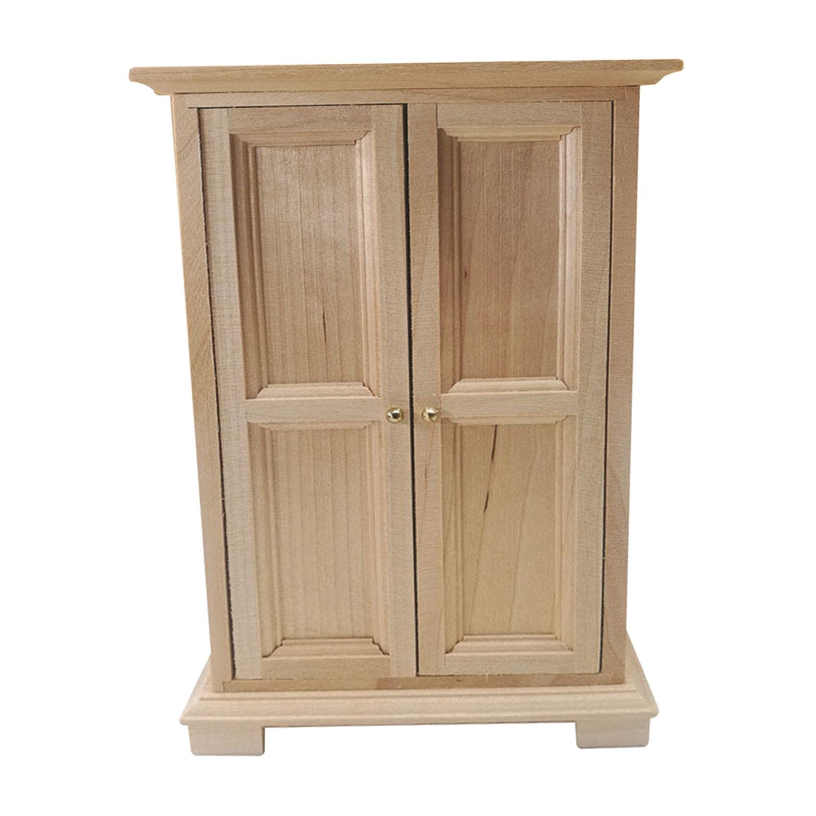 Amagogo Mini Dollhouse Wooden Wardrobe - Double Door Closet Model for Dollhouse Furniture - Perfect for Dollhouse Decor, DIY Projects & Kids Pretend Play
