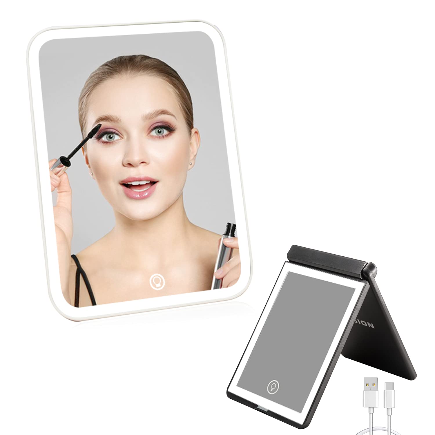 360° Rotating LED Vanity Mirror with Adjustable Brightness - Portable Folding Makeup Mirror for Home & Travel | Perfect for Dressing Table, Bathroom & Professional Makeup Artists